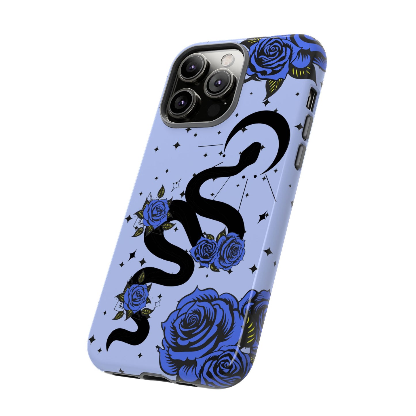 Blue Roses Crescent Moon Snake iPhone Case for iOS Devices