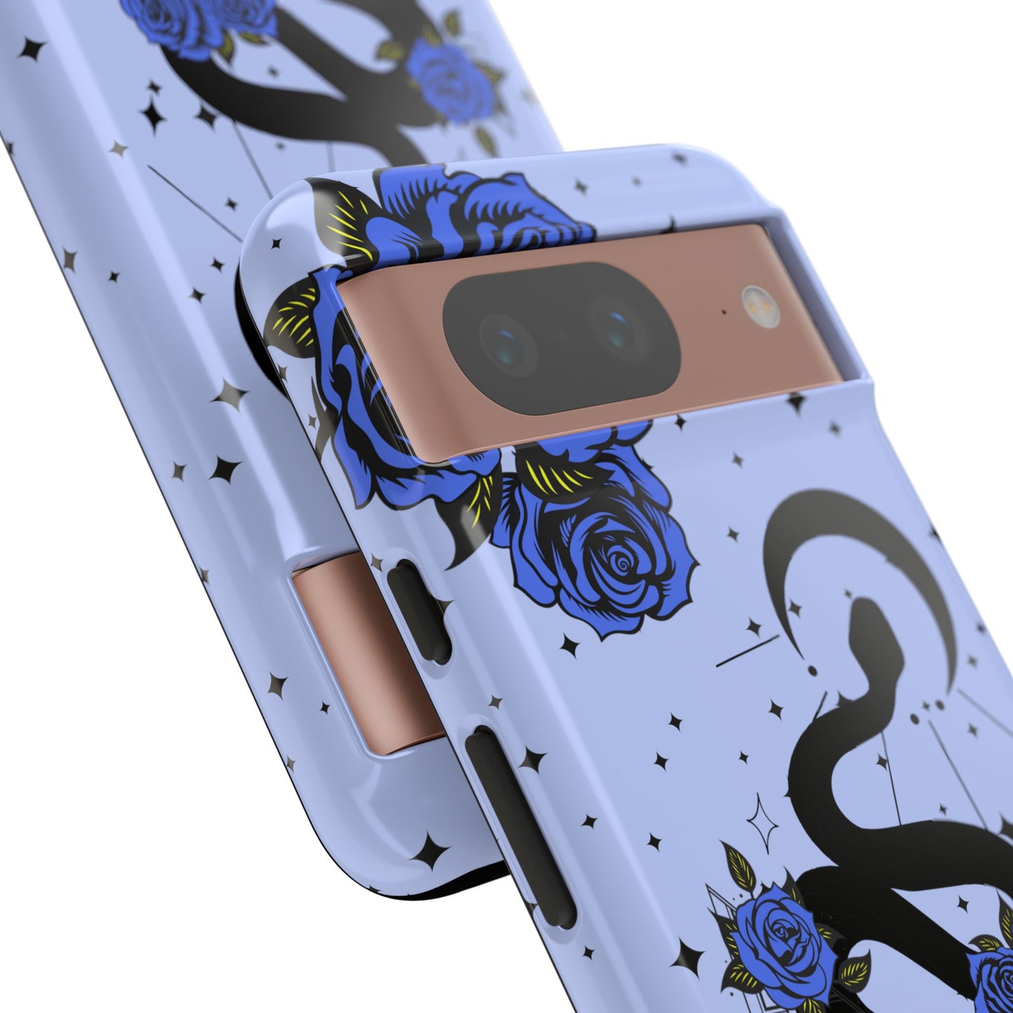 Blue Rose Crescent Moon Snake Google Pixel Phone Case for Android Devices