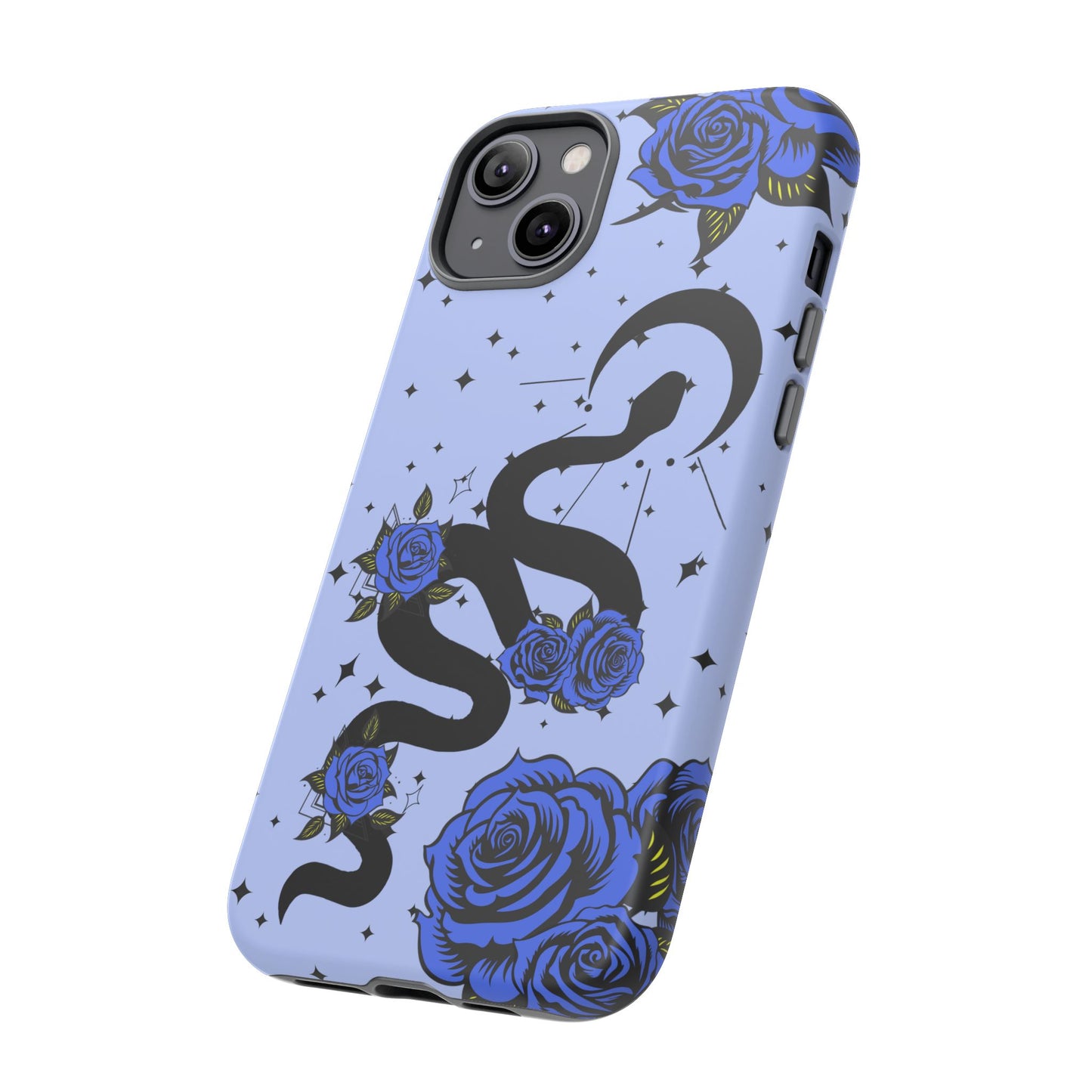 Blue Roses Crescent Moon Snake iPhone Case for iOS Devices