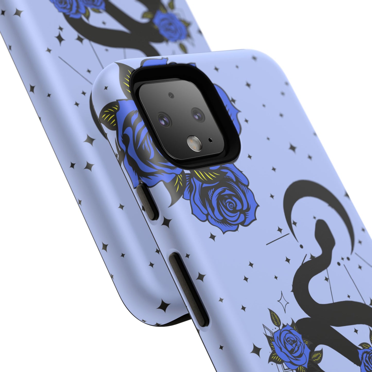 Blue Rose Crescent Moon Snake Google Pixel Phone Case for Android Devices