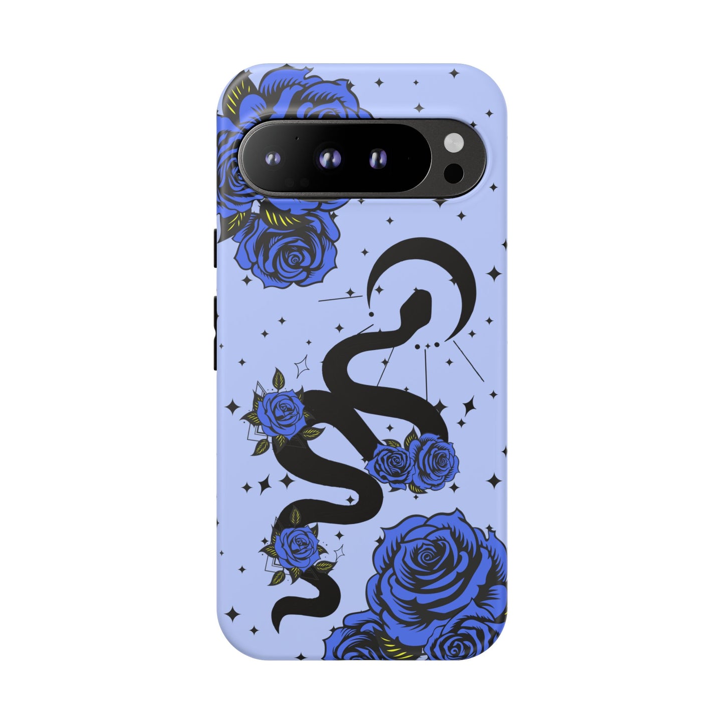 Blue Rose Crescent Moon Snake Google Pixel Phone Case for Android Devices