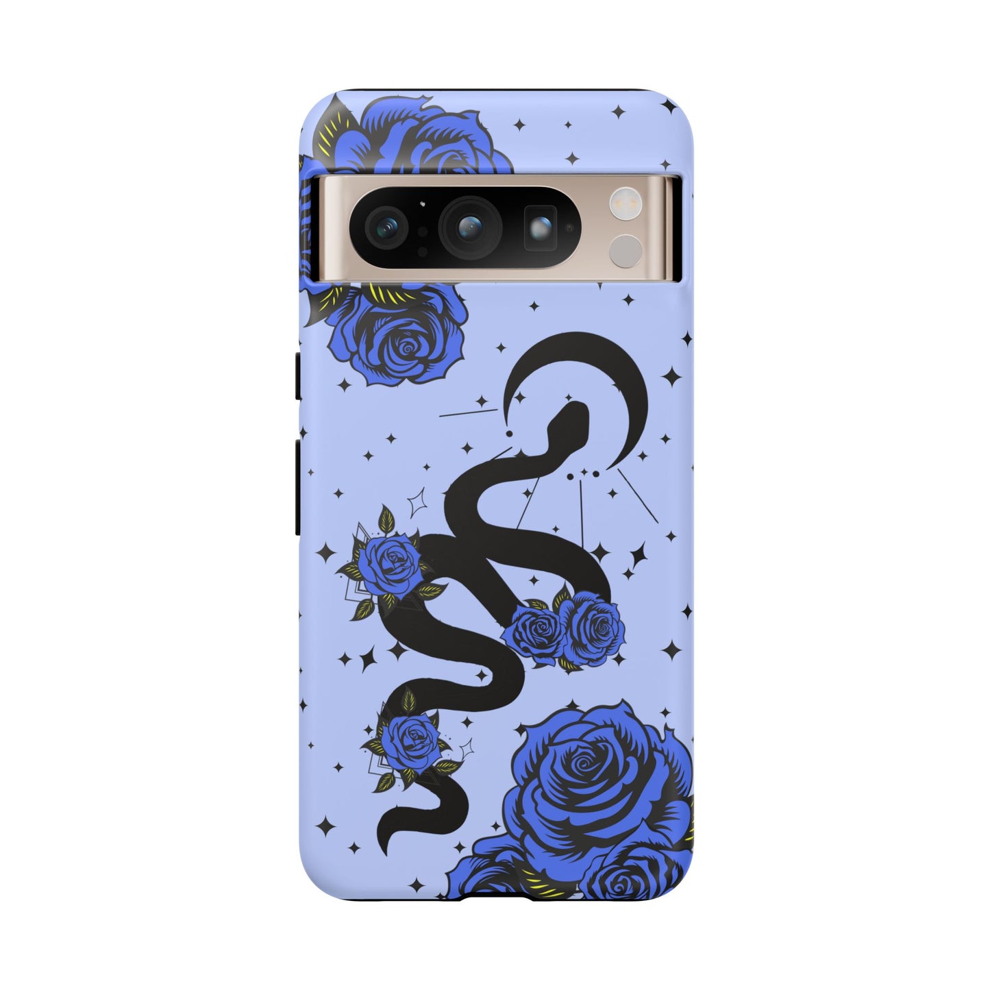 Blue Rose Crescent Moon Snake Google Pixel Phone Case for Android Devices