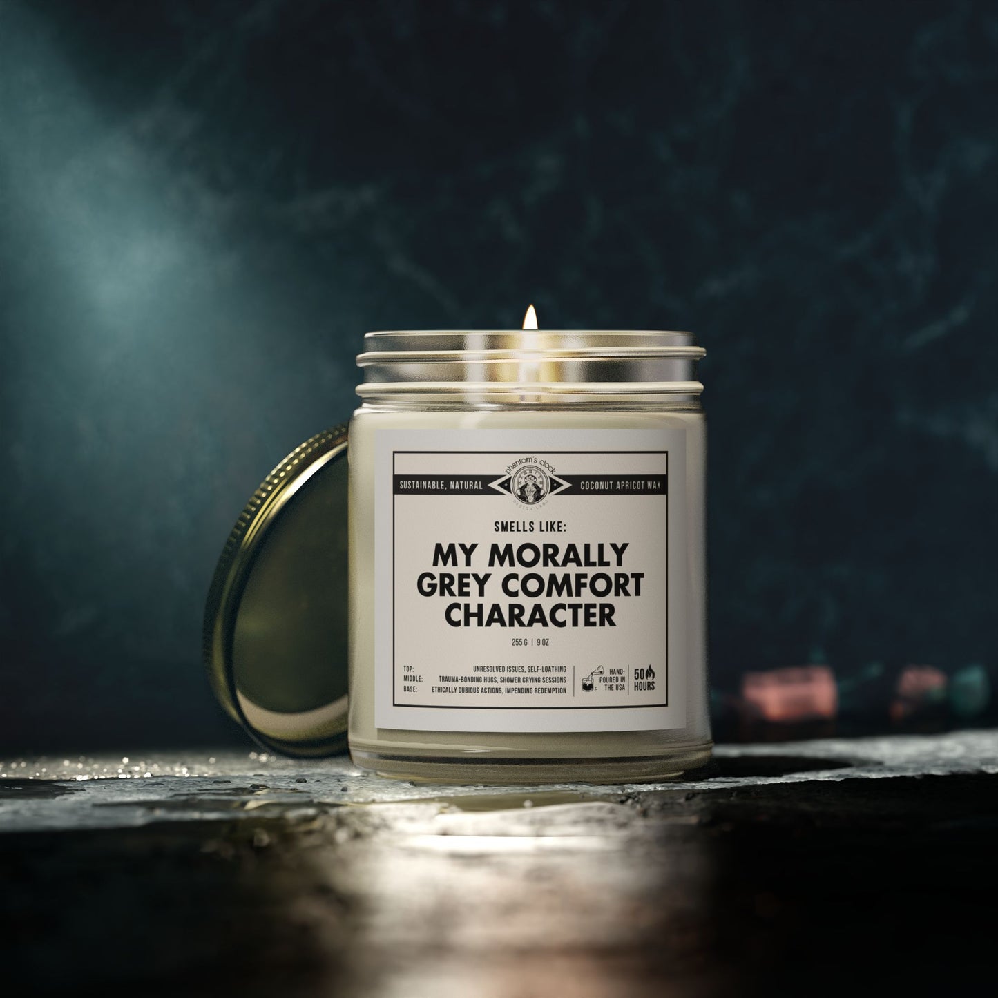 My Morally Grey Comfort Character | Scented Coconut Apricot Wax Candle 9oz