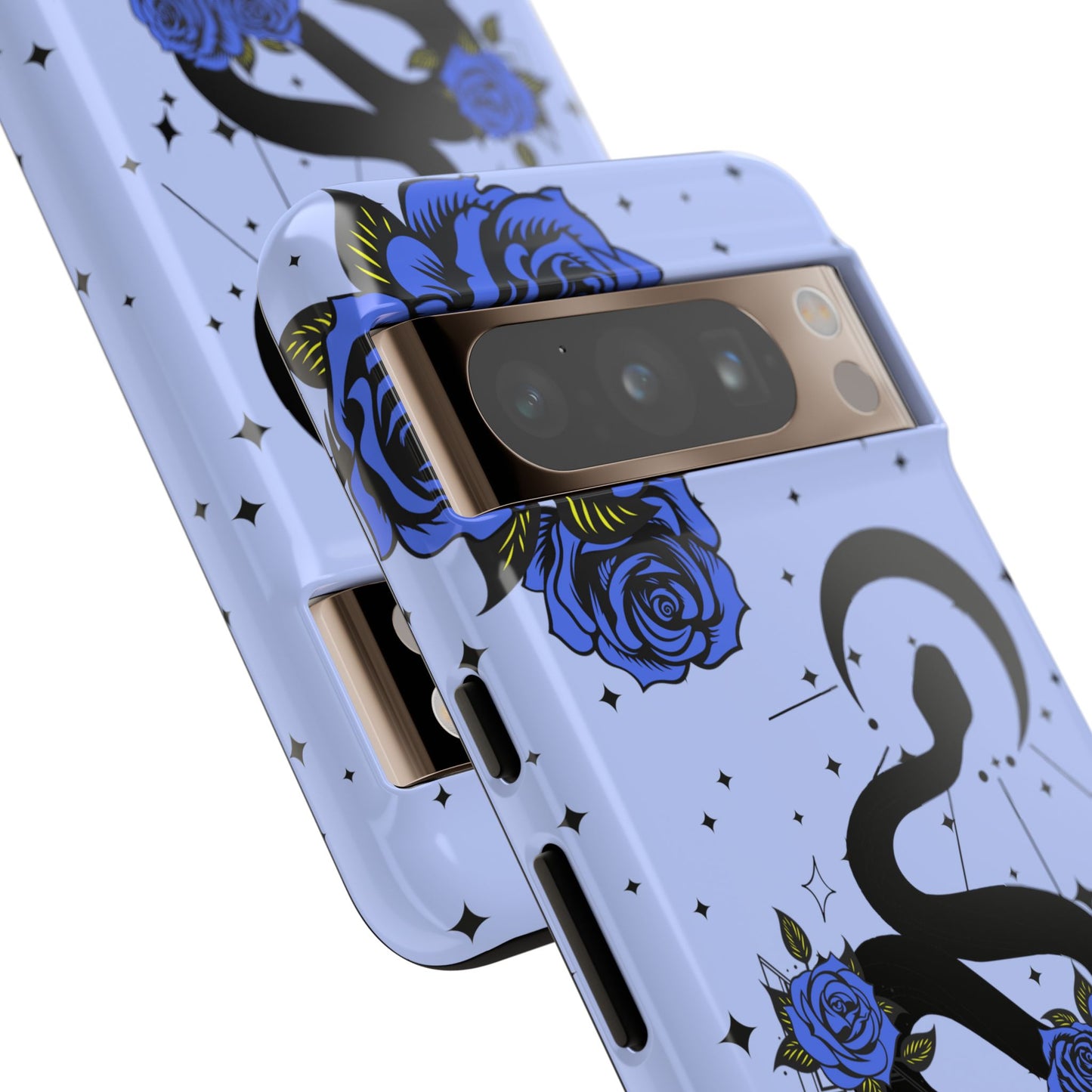 Blue Rose Crescent Moon Snake Google Pixel Phone Case for Android Devices