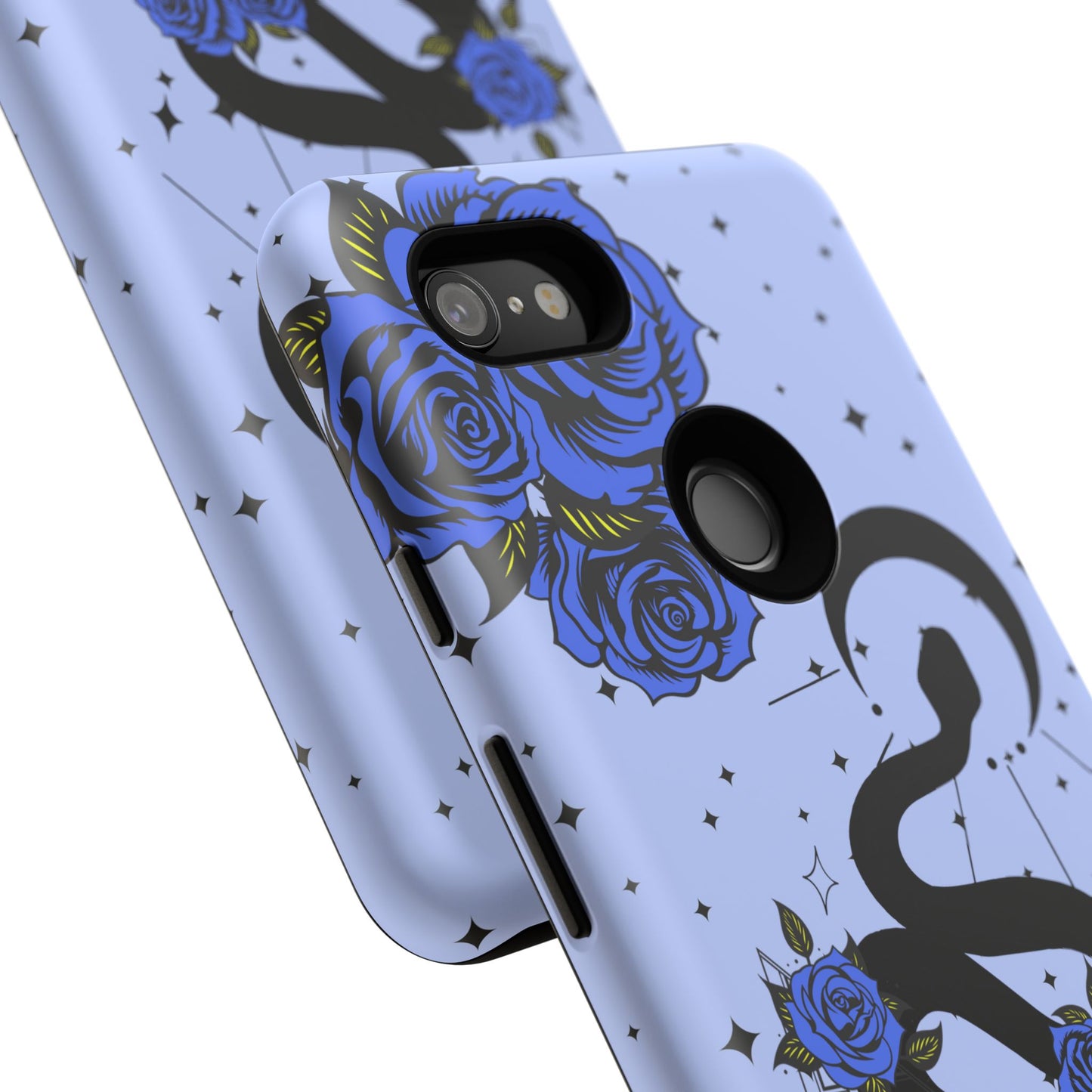 Blue Rose Crescent Moon Snake Google Pixel Phone Case for Android Devices
