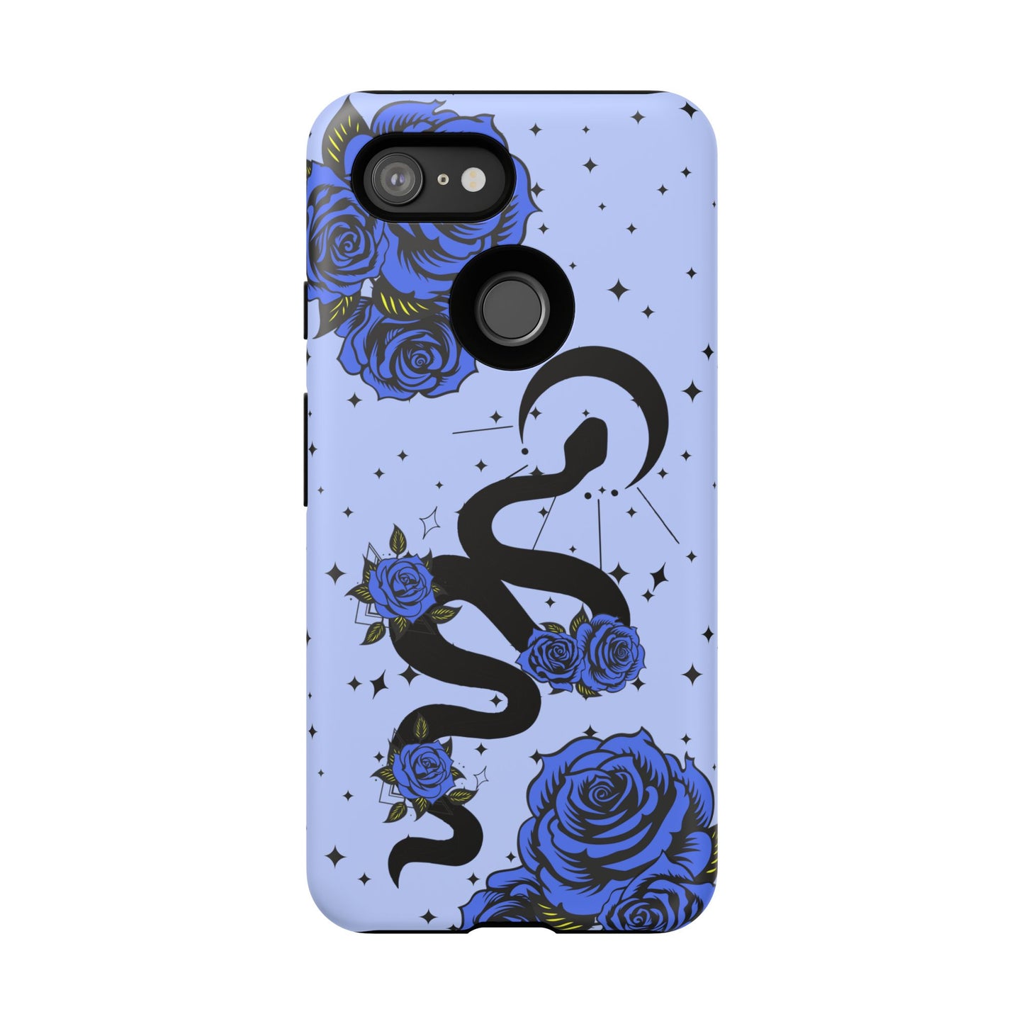 Blue Rose Crescent Moon Snake Google Pixel Phone Case for Android Devices