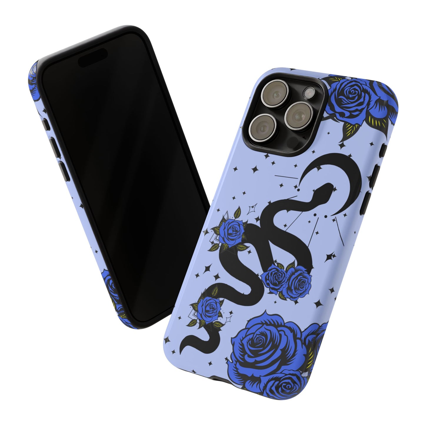 Blue Roses Crescent Moon Snake iPhone Case for iOS Devices