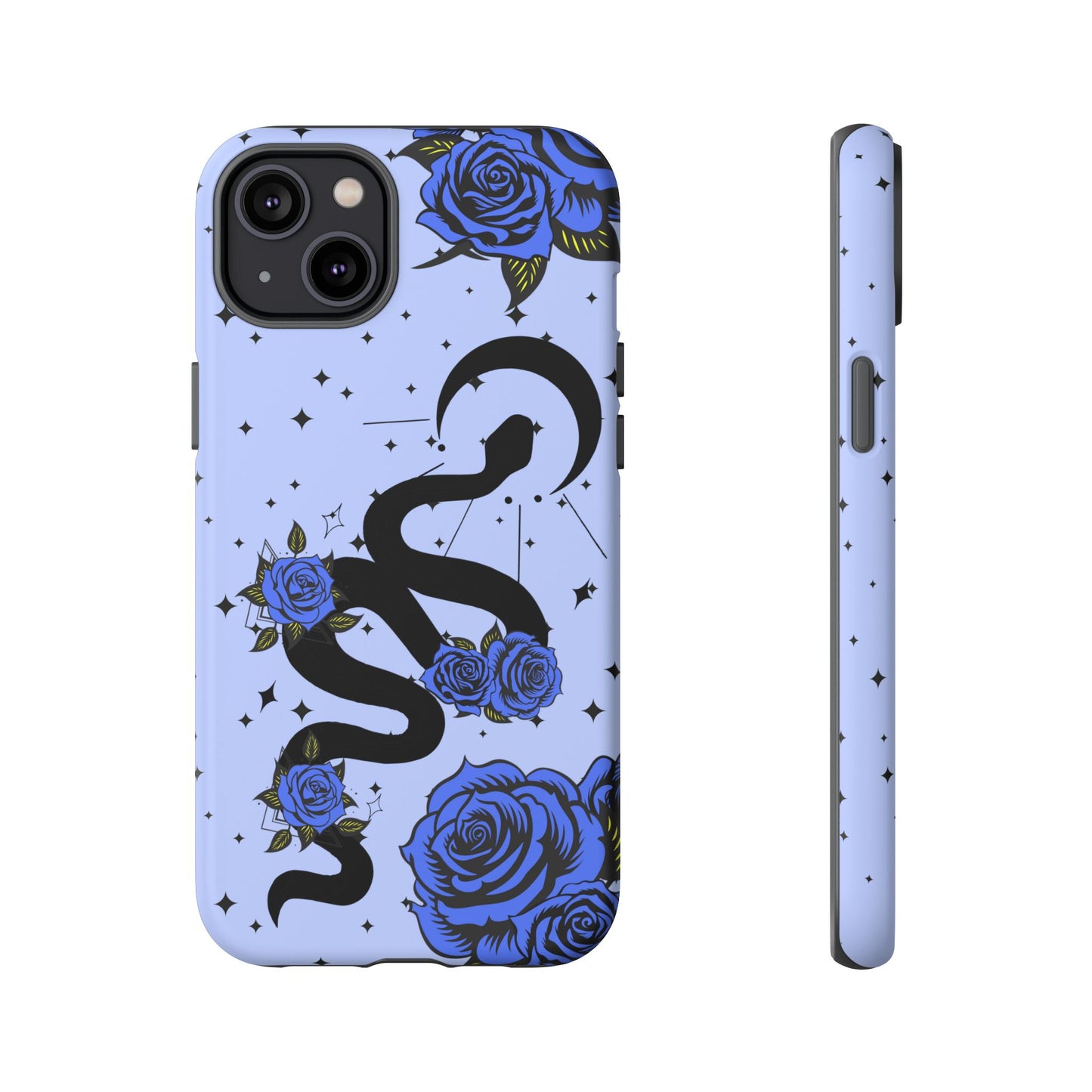 Blue Roses Crescent Moon Snake iPhone Case for iOS Devices