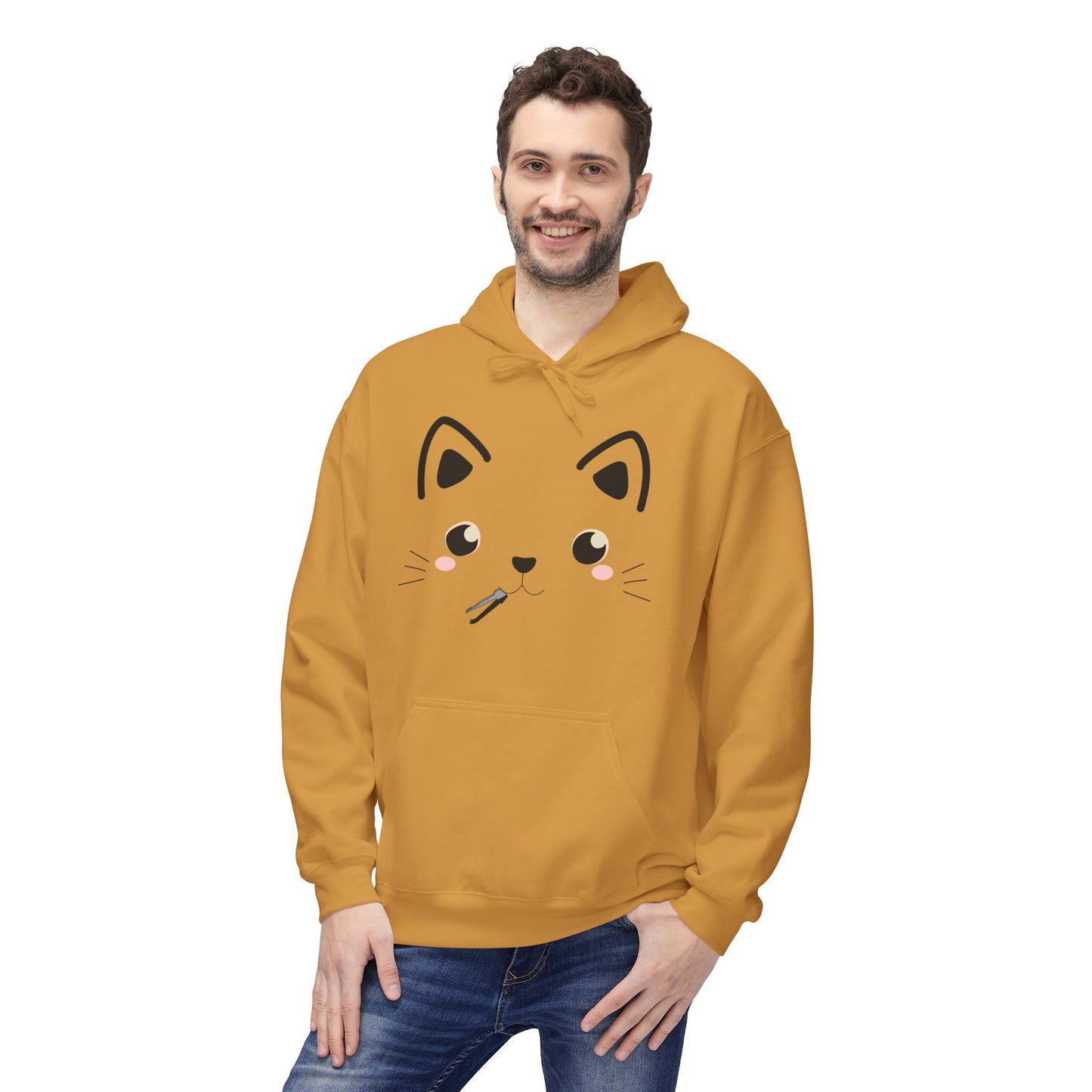 Kawaii Guilty Taco Cat - Front and Back Design Graphic Hoodie | Unisex Midweight Softstyle Fleece
