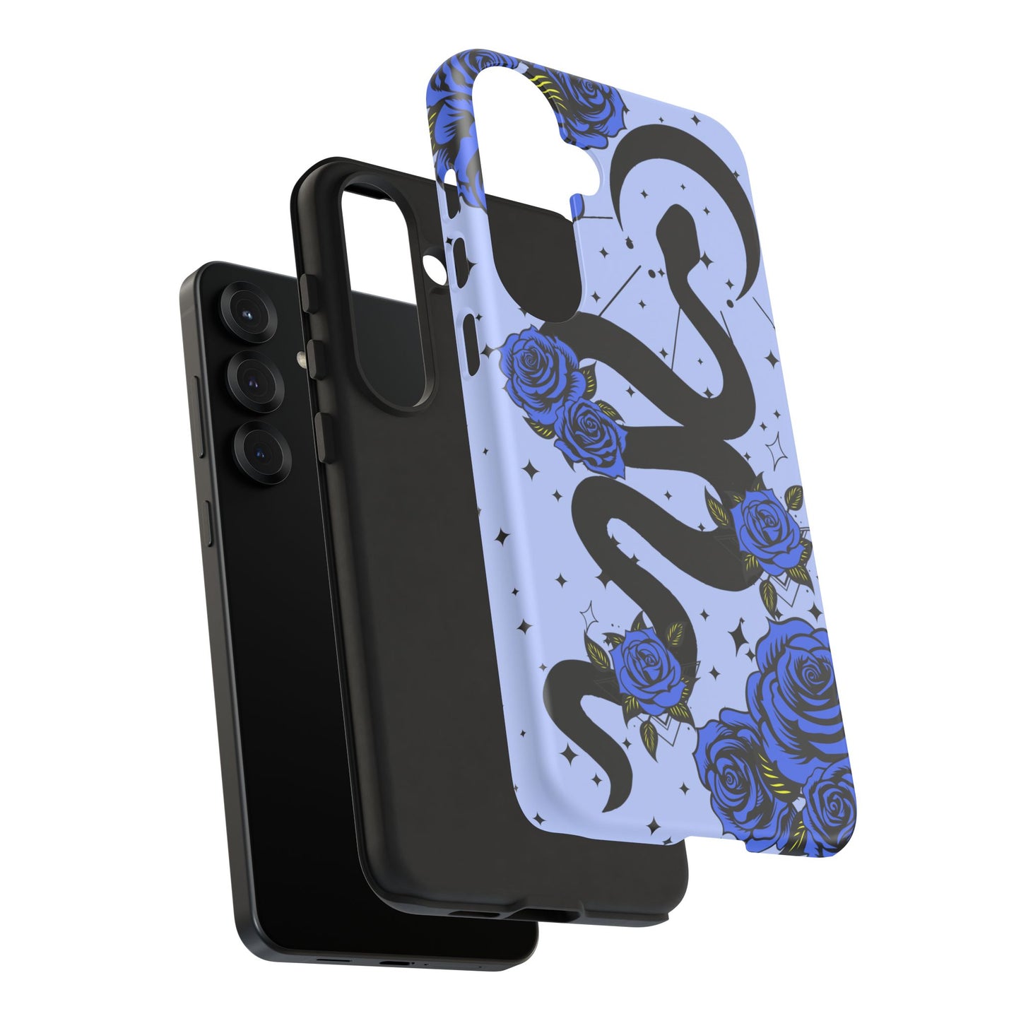 Blue Rose Crescent Moon Snake Samsung Galaxy Case for Android Devices