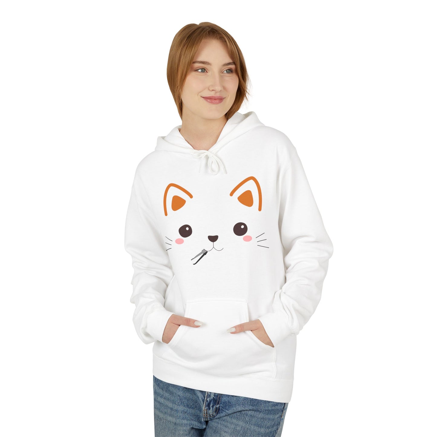 Kawaii Cat Lockpick Graphic Hoodie | Unisex Midweight Softstyle Fleece