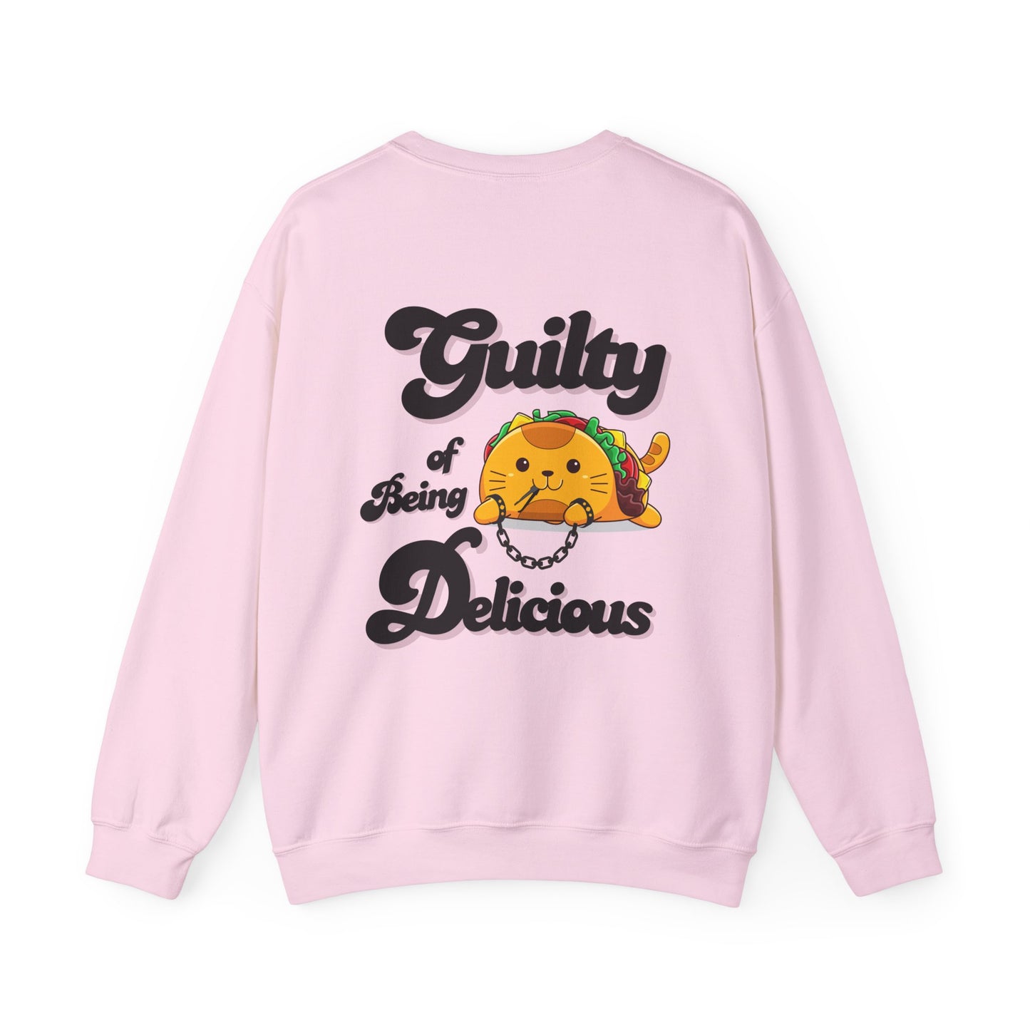 Kawaii Guilty Taco Cat - Front and Back Design Graphic Pullover | Unisex Heavy Blend™ Crewneck Sweatshirt
