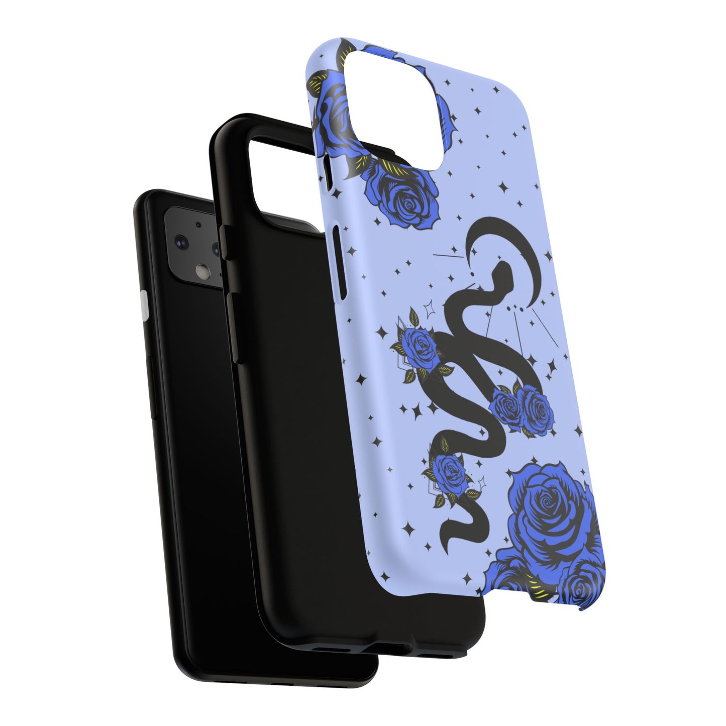 Blue Rose Crescent Moon Snake Google Pixel Phone Case for Android Devices