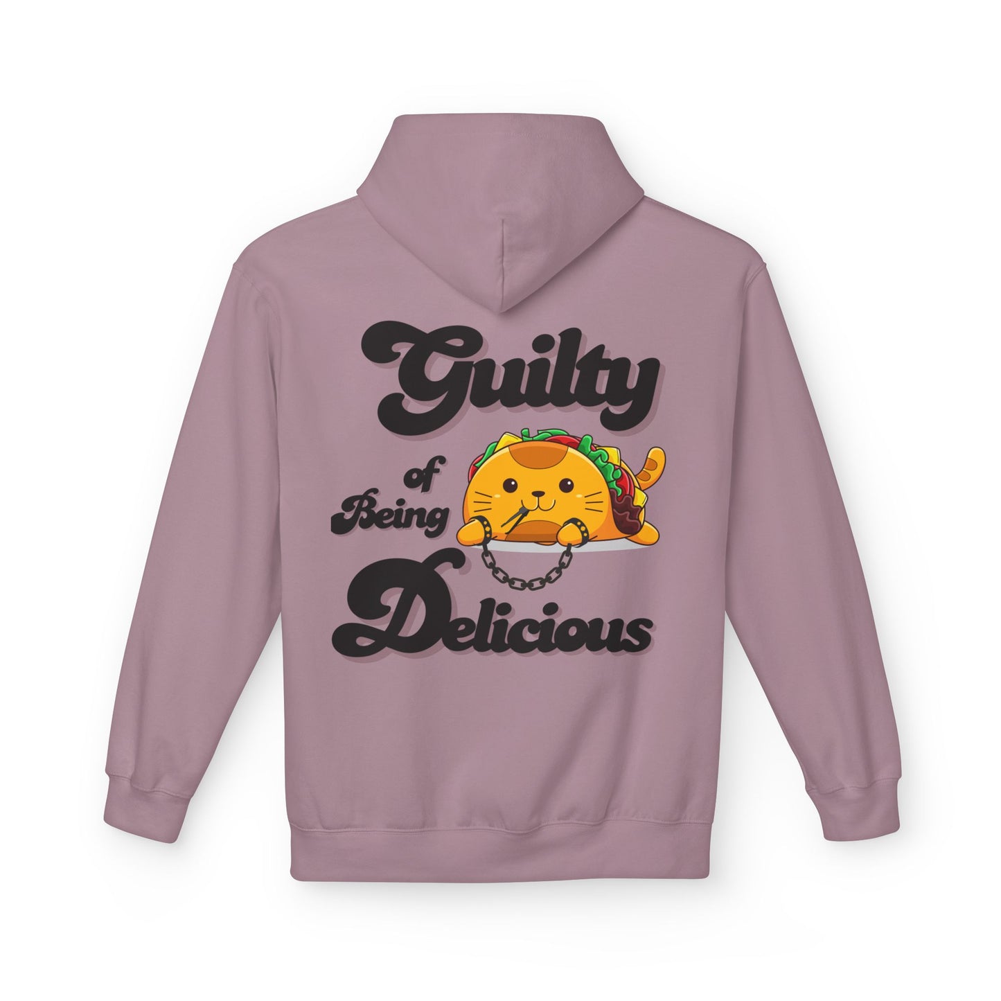 Kawaii Guilty Taco Cat - Front and Back Design Graphic Hoodie | Unisex Midweight Softstyle Fleece