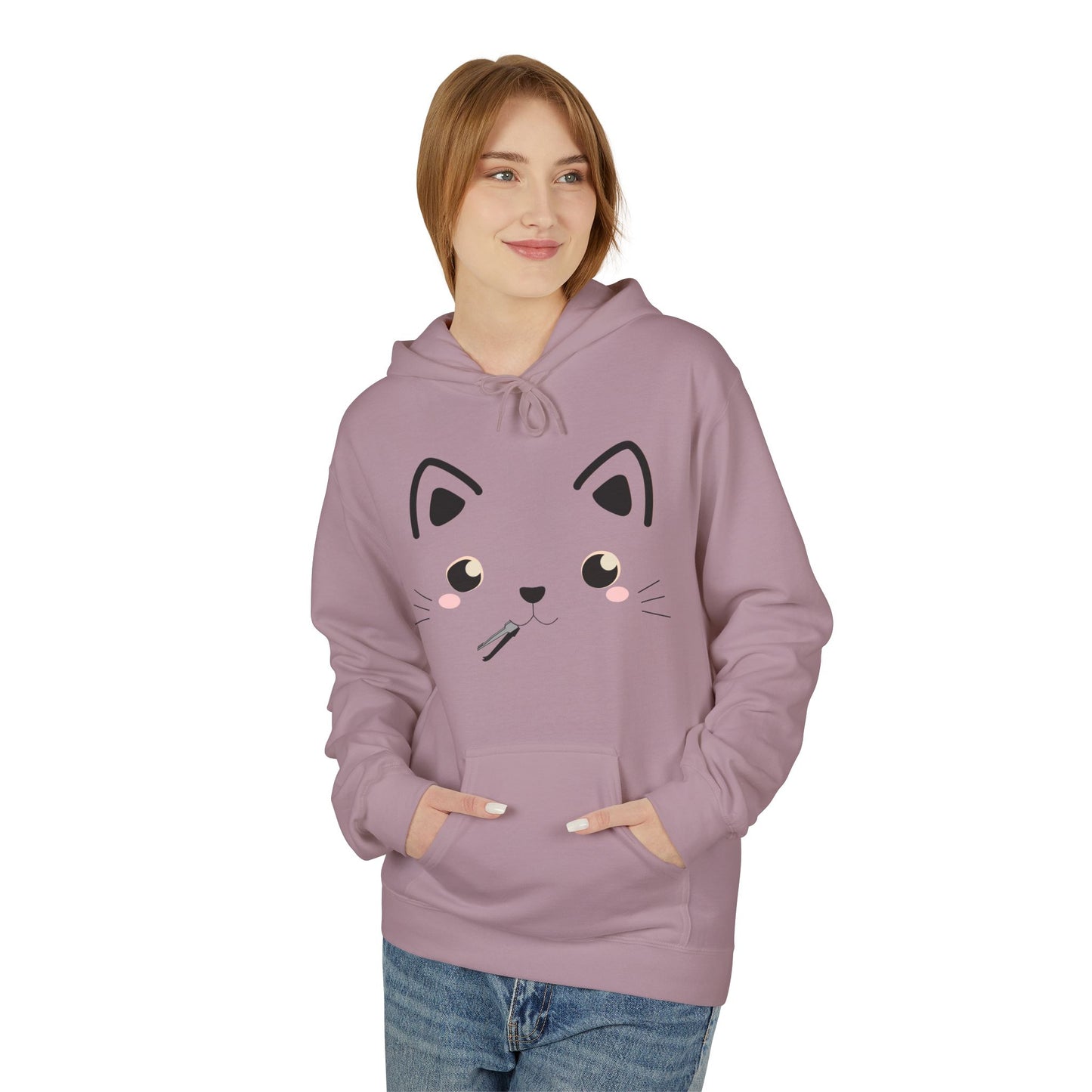 Kawaii Guilty Taco Cat - Front and Back Design Graphic Hoodie | Unisex Midweight Softstyle Fleece