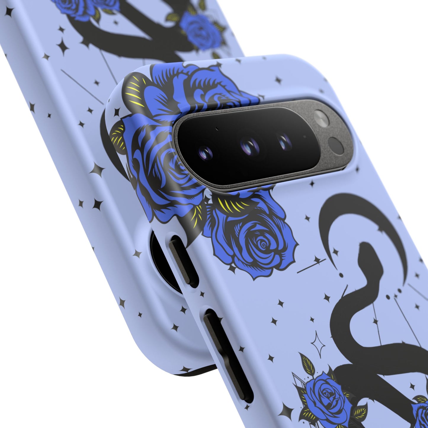 Blue Rose Crescent Moon Snake Google Pixel Phone Case for Android Devices