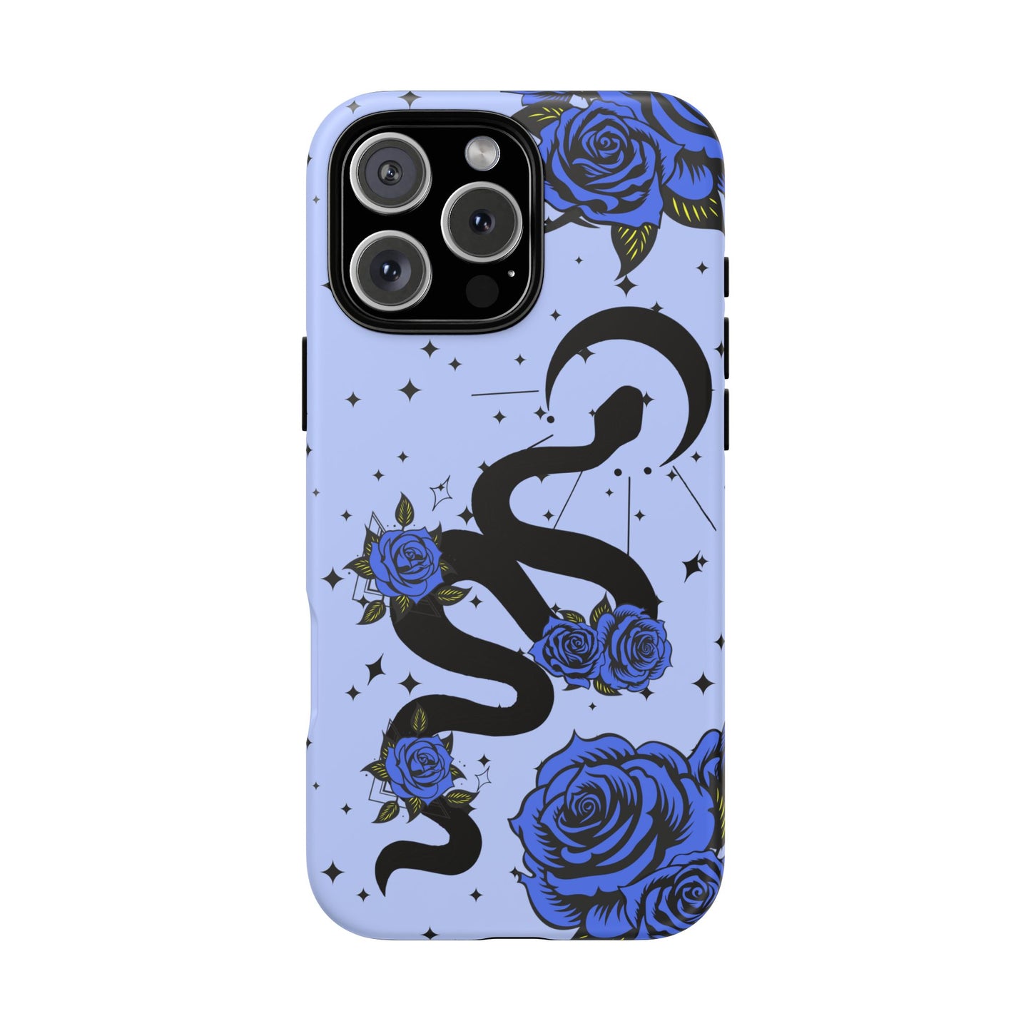 Blue Roses Crescent Moon Snake iPhone Case for iOS Devices