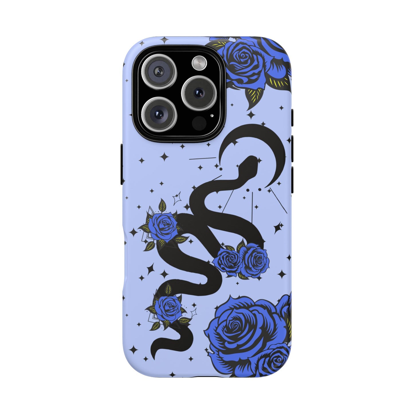 Blue Roses Crescent Moon Snake iPhone Case for iOS Devices