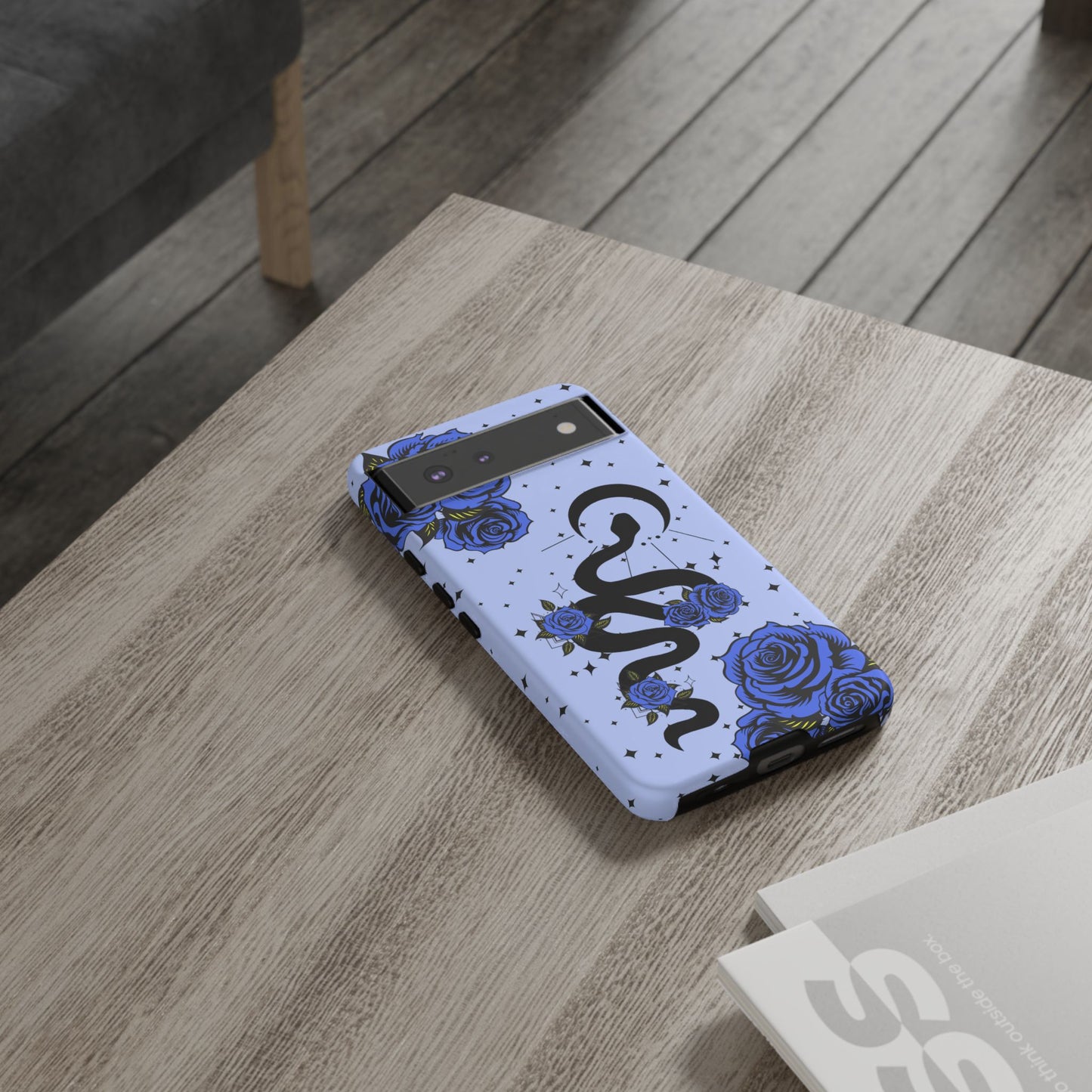 Blue Rose Crescent Moon Snake Google Pixel Phone Case for Android Devices