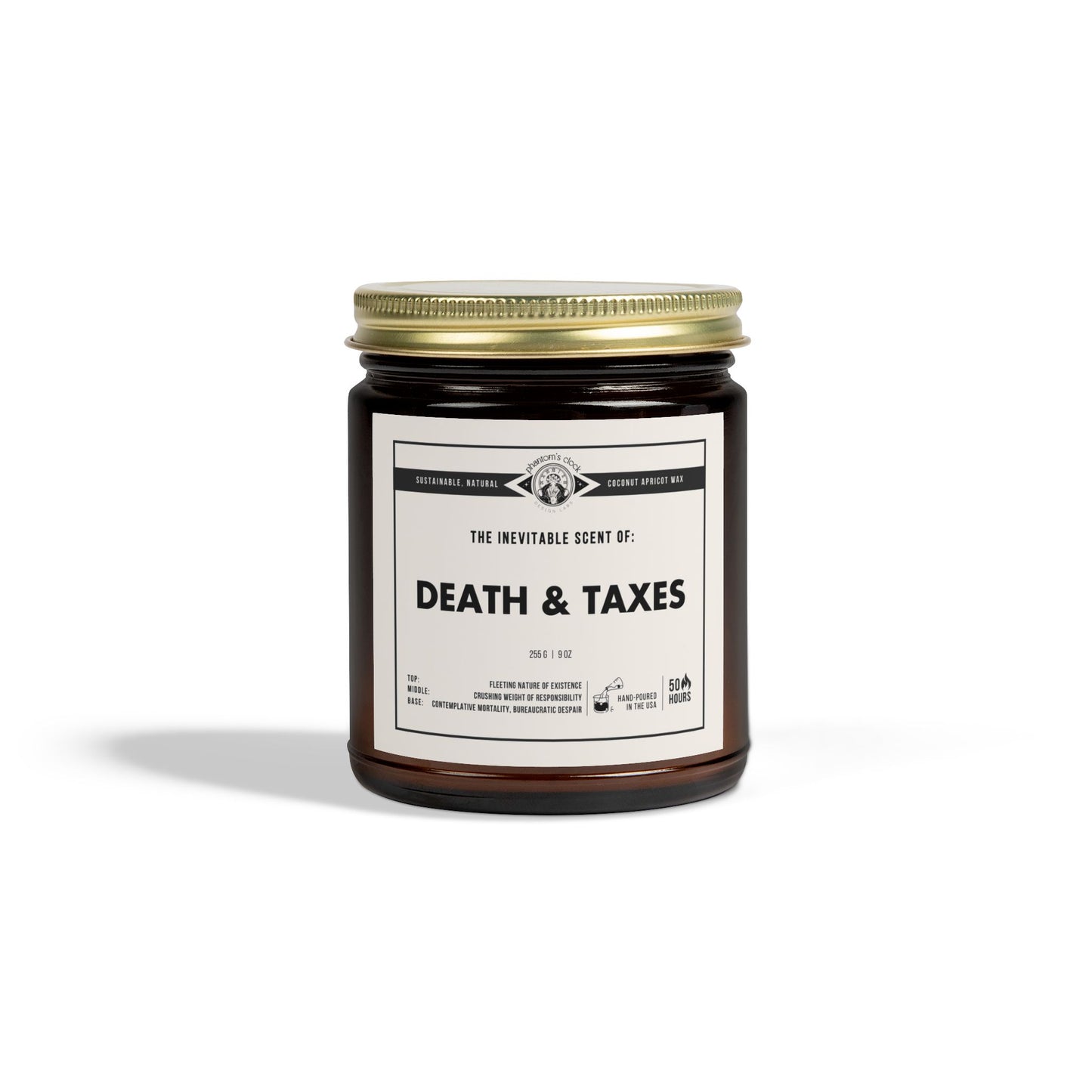 Death & Taxes | Scented Coconut Apricot Wax Candle 9oz