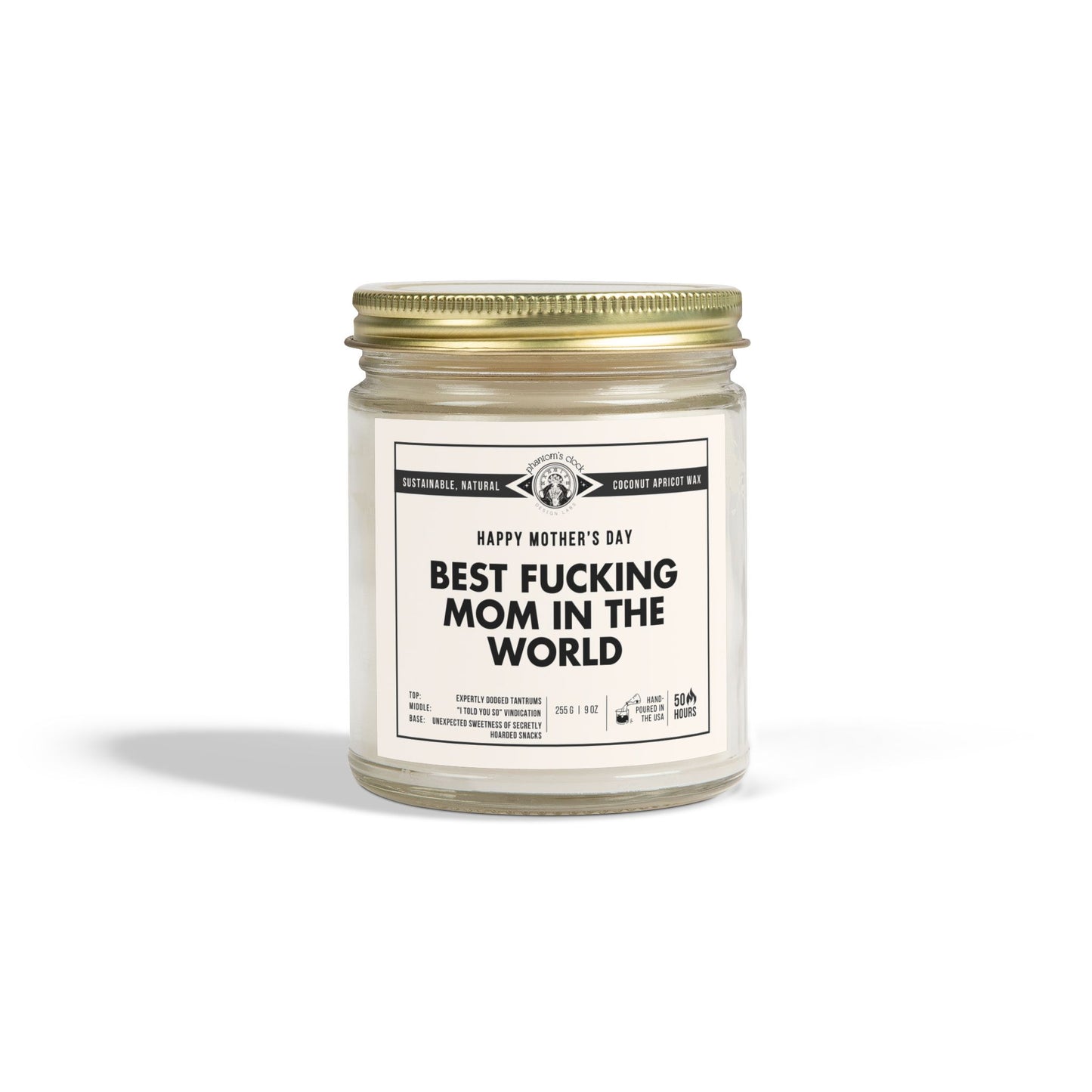 Funny Candle for Mother's Day - Best F-ing Mom In The World | Scented Coconut Apricot Wax Candle 9oz