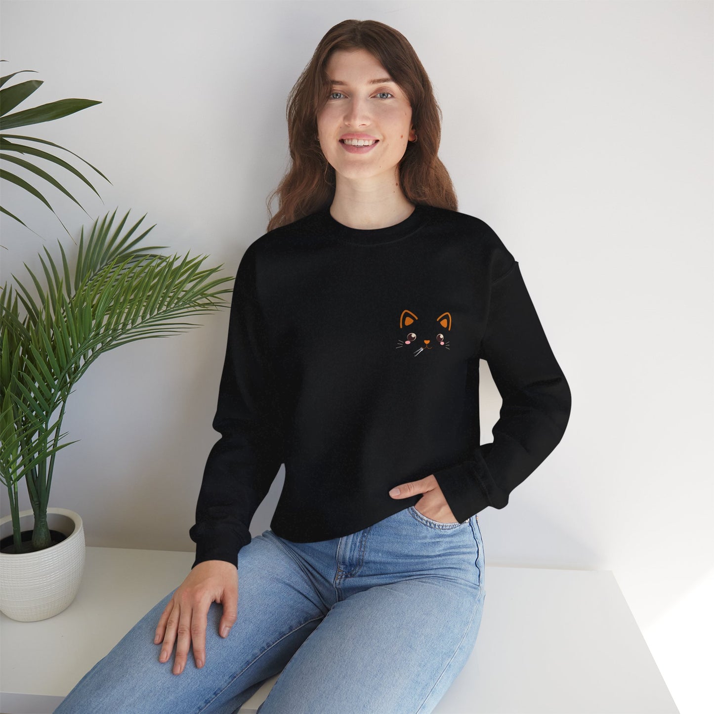 Kawaii Guilty Taco Cat - Front and Back Design Graphic Pullover | Unisex Heavy Blend™ Crewneck Sweatshirt