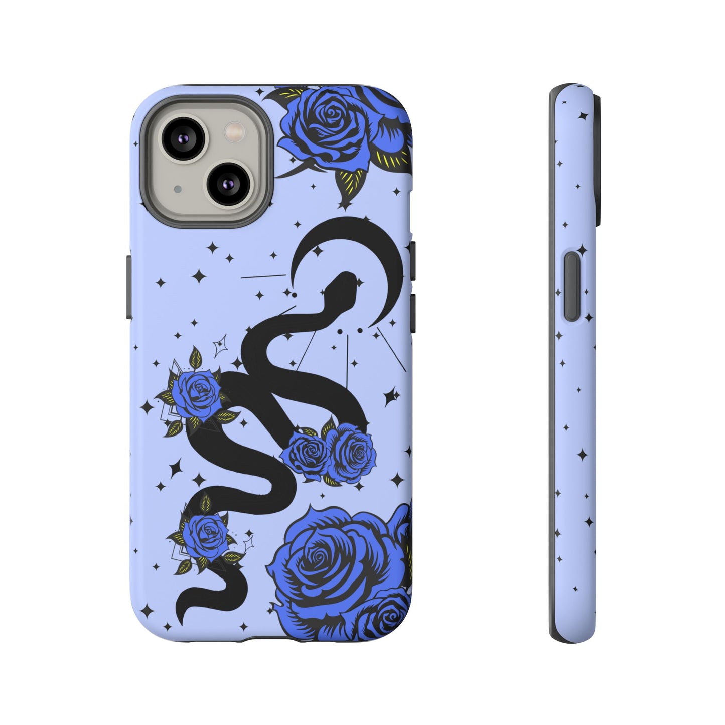 Blue Roses Crescent Moon Snake iPhone Case for iOS Devices