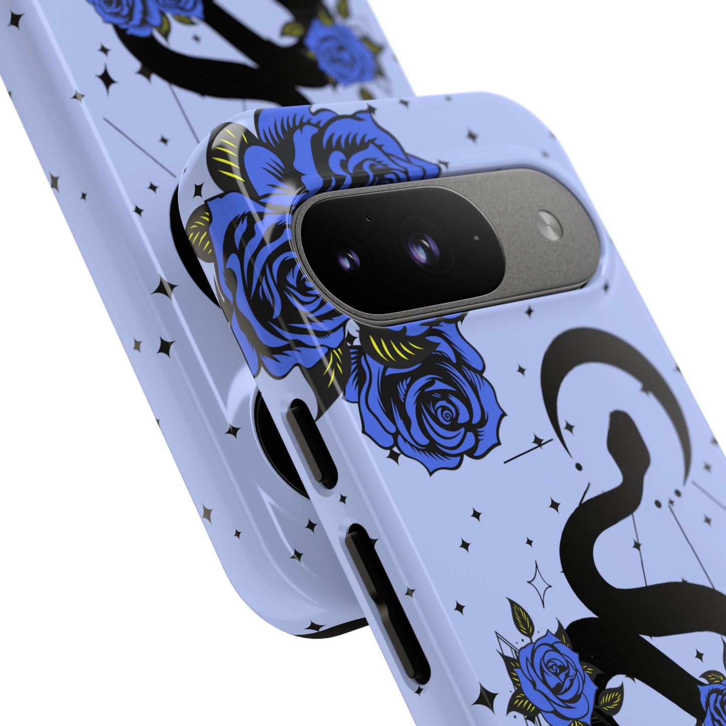 Blue Rose Crescent Moon Snake Google Pixel Phone Case for Android Devices