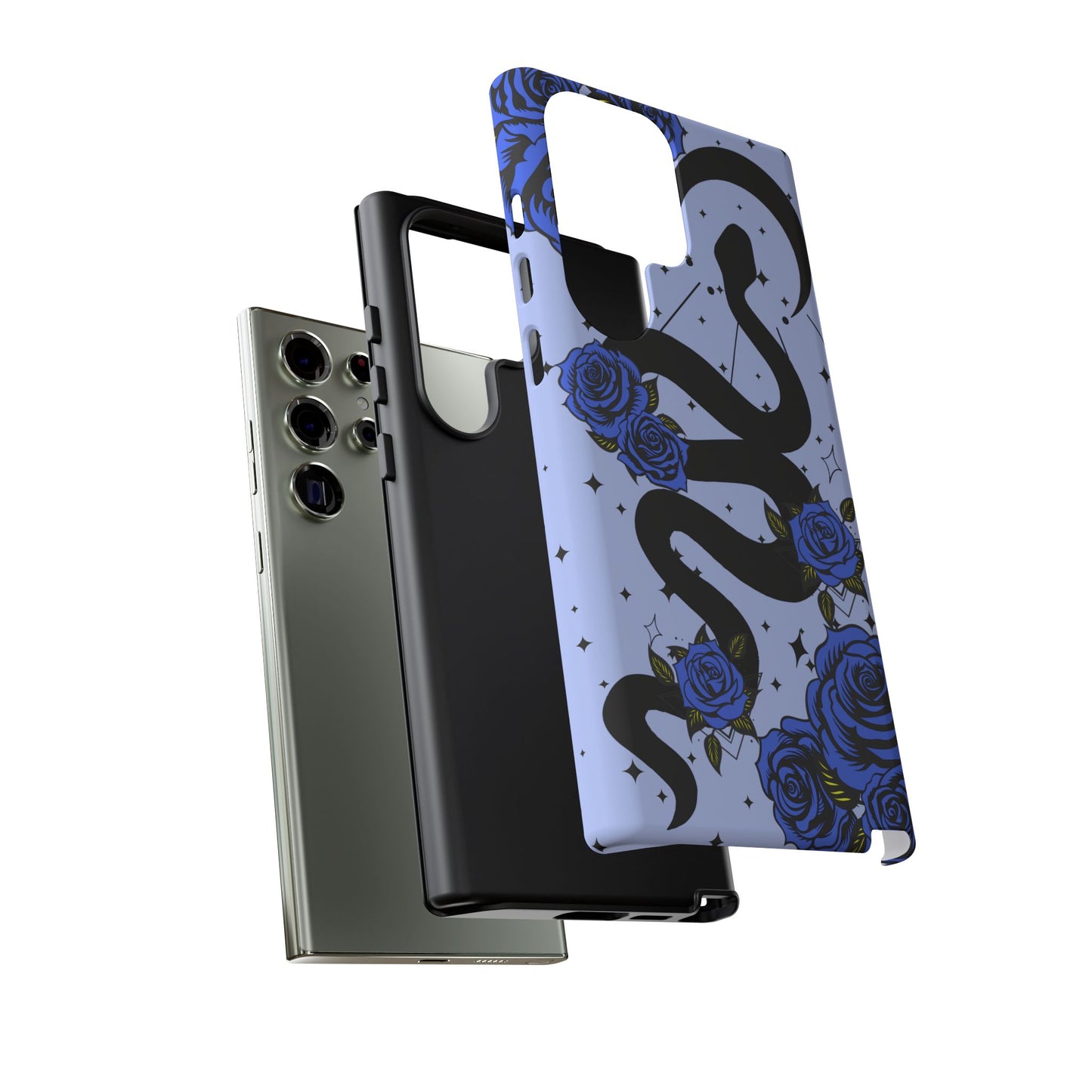 Blue Rose Crescent Moon Snake Samsung Galaxy Case for Android Devices