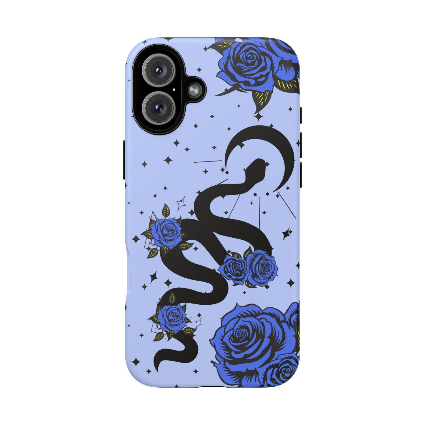 Blue Roses Crescent Moon Snake iPhone Case for iOS Devices