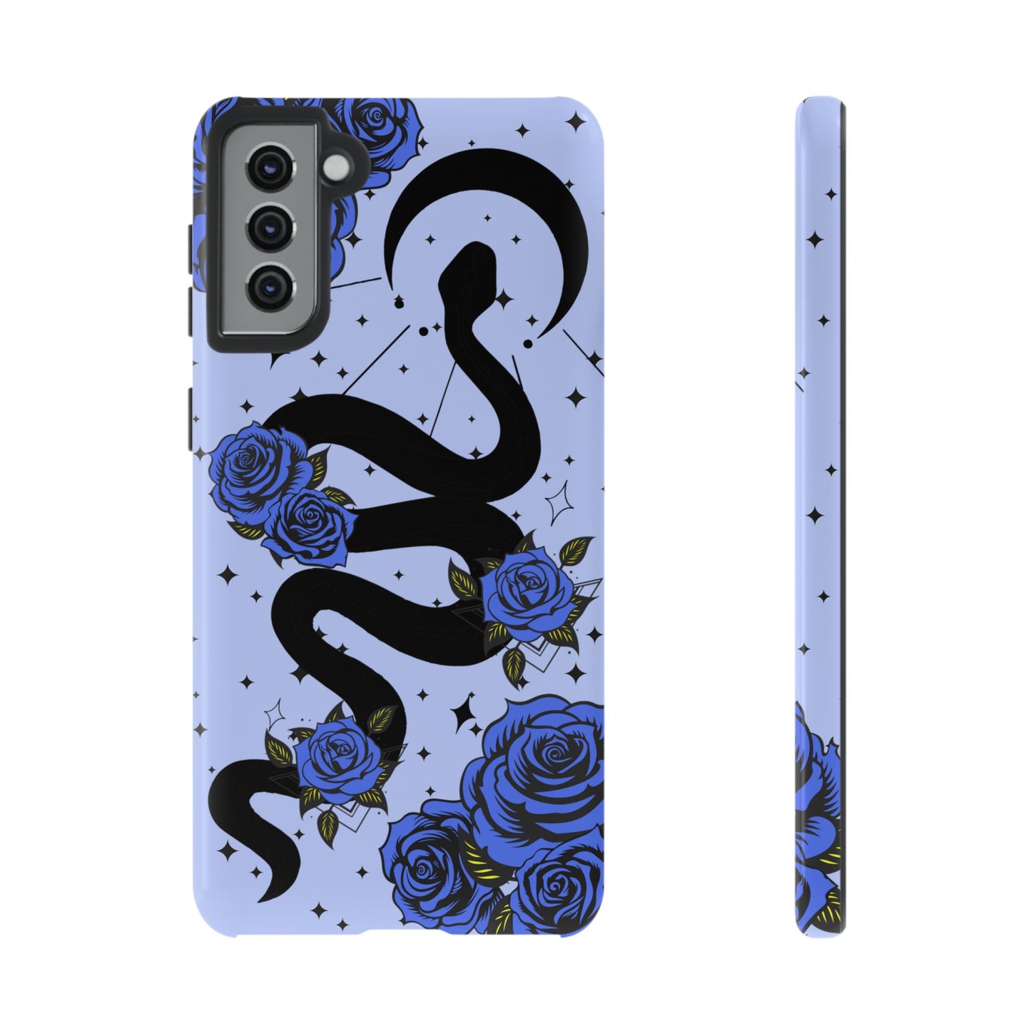 Blue Rose Crescent Moon Snake Samsung Galaxy Case for Android Devices