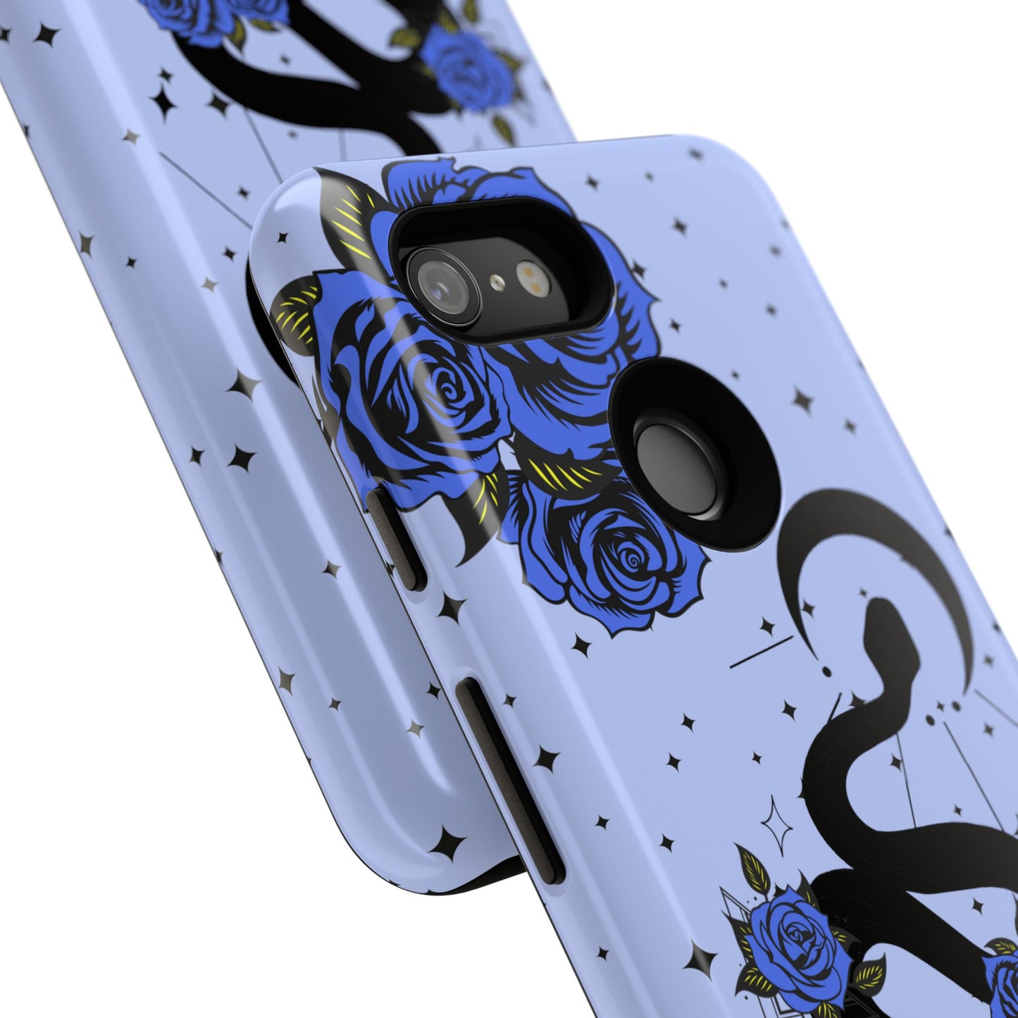Blue Rose Crescent Moon Snake Google Pixel Phone Case for Android Devices