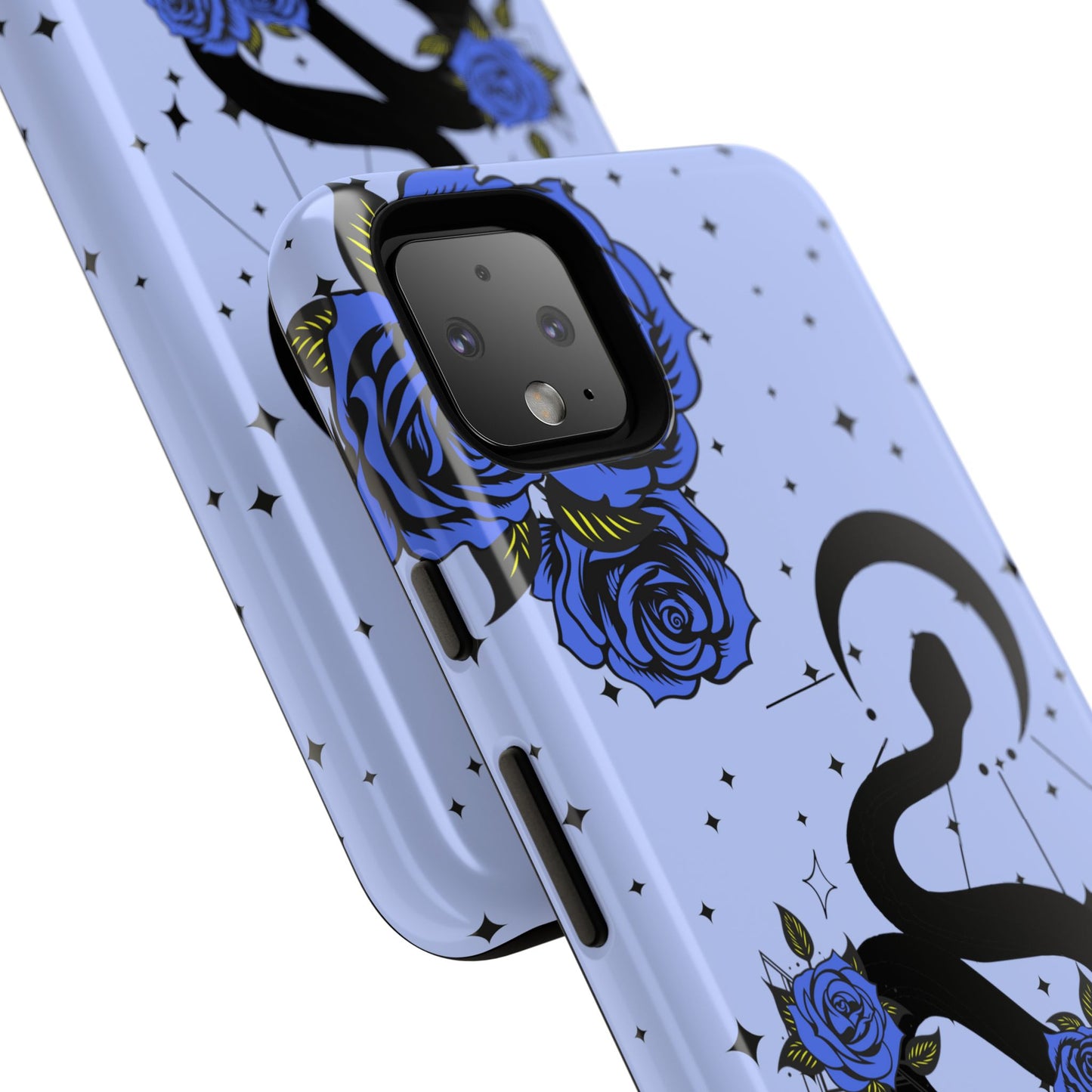 Blue Rose Crescent Moon Snake Google Pixel Phone Case for Android Devices