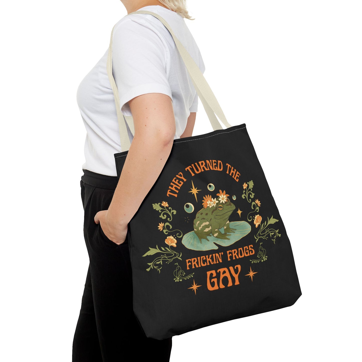 Canvas Tote - Art Nouveau Design - 'They Turned the Fricking Frogs Gay'