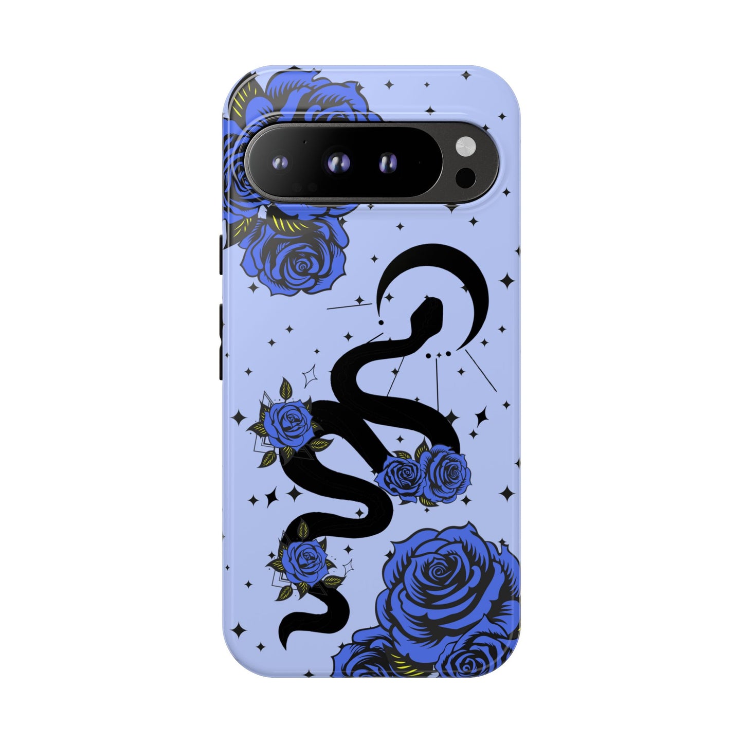 Blue Rose Crescent Moon Snake Google Pixel Phone Case for Android Devices