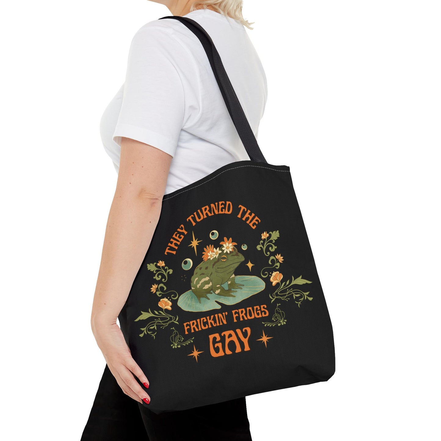 Canvas Tote - Art Nouveau Design - 'They Turned the Fricking Frogs Gay'