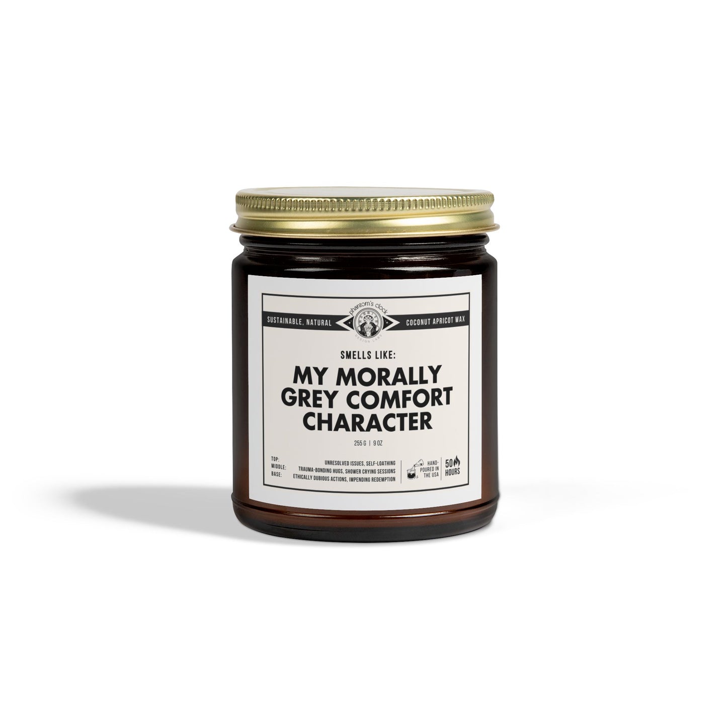 My Morally Grey Comfort Character | Scented Coconut Apricot Wax Candle 9oz