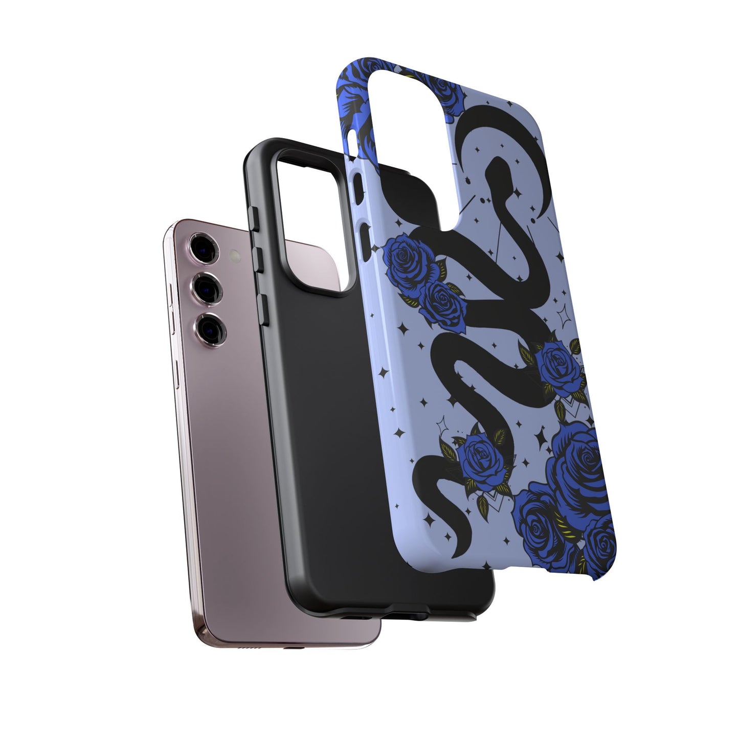 Blue Rose Crescent Moon Snake Samsung Galaxy Case for Android Devices