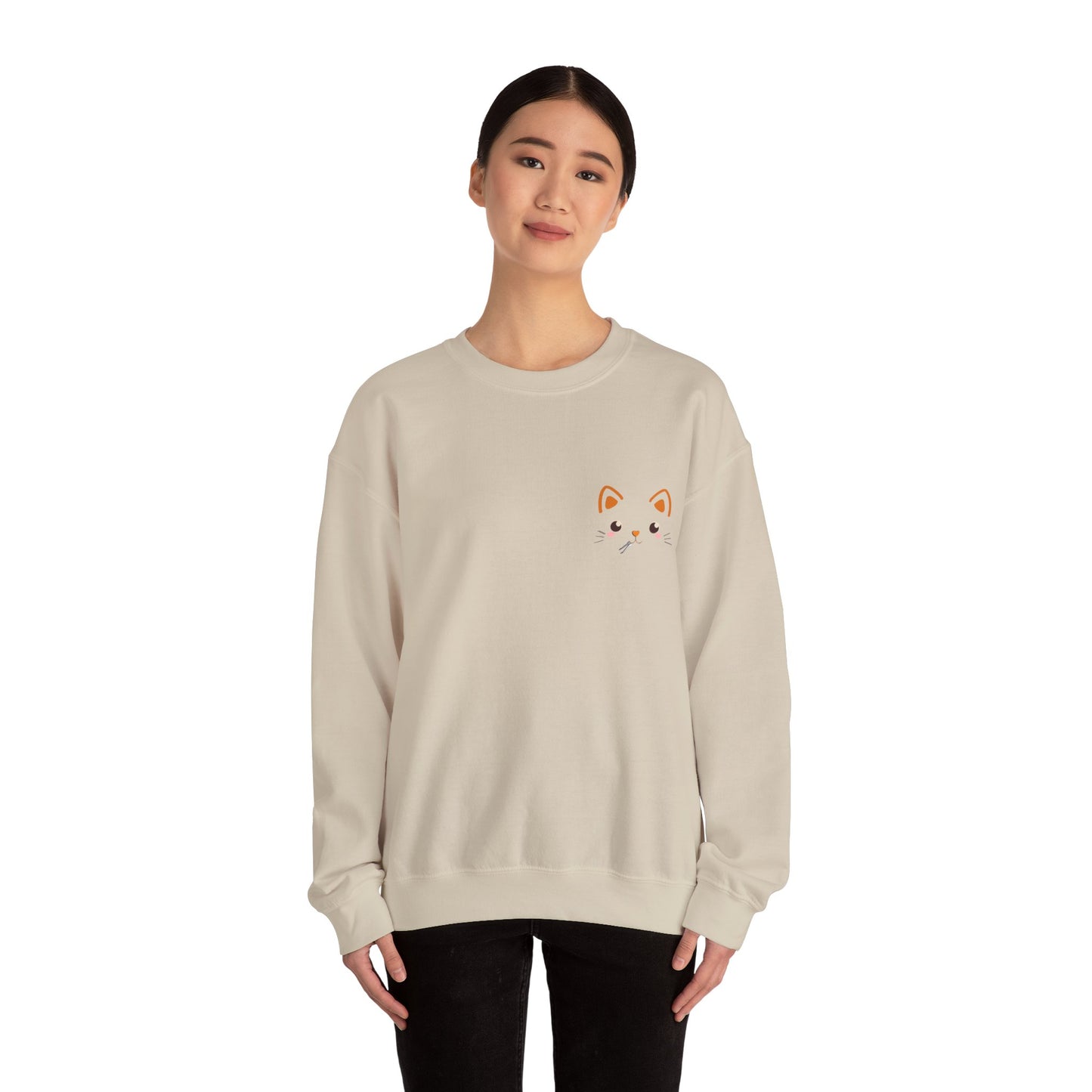 Kawaii Guilty Taco Cat - Front and Back Design Graphic Pullover | Unisex Heavy Blend™ Crewneck Sweatshirt
