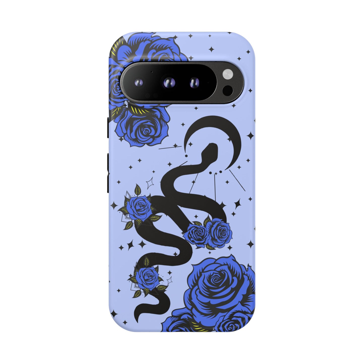 Blue Rose Crescent Moon Snake Google Pixel Phone Case for Android Devices