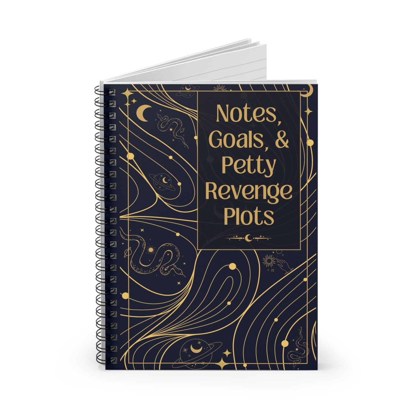 Cosmic Journal Funny Revenge Plots | Ruled Line Spiral Notebook