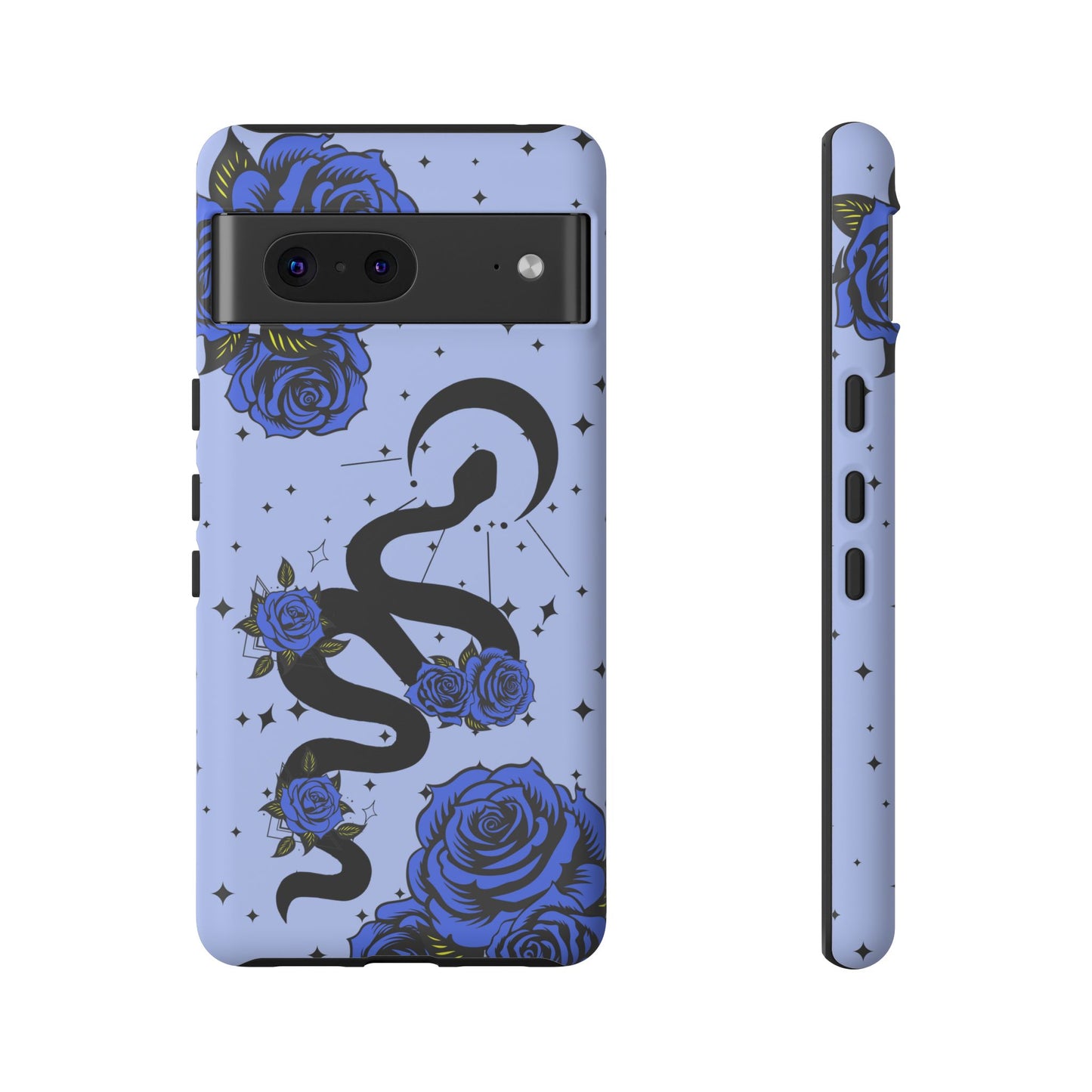 Blue Rose Crescent Moon Snake Google Pixel Phone Case for Android Devices