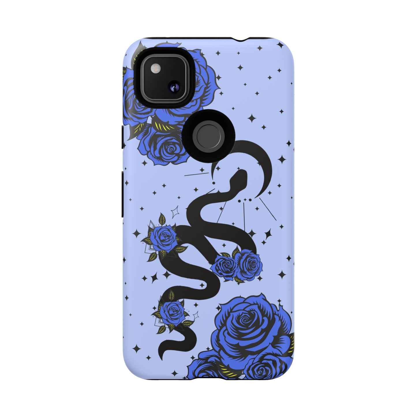 Blue Rose Crescent Moon Snake Google Pixel Phone Case for Android Devices