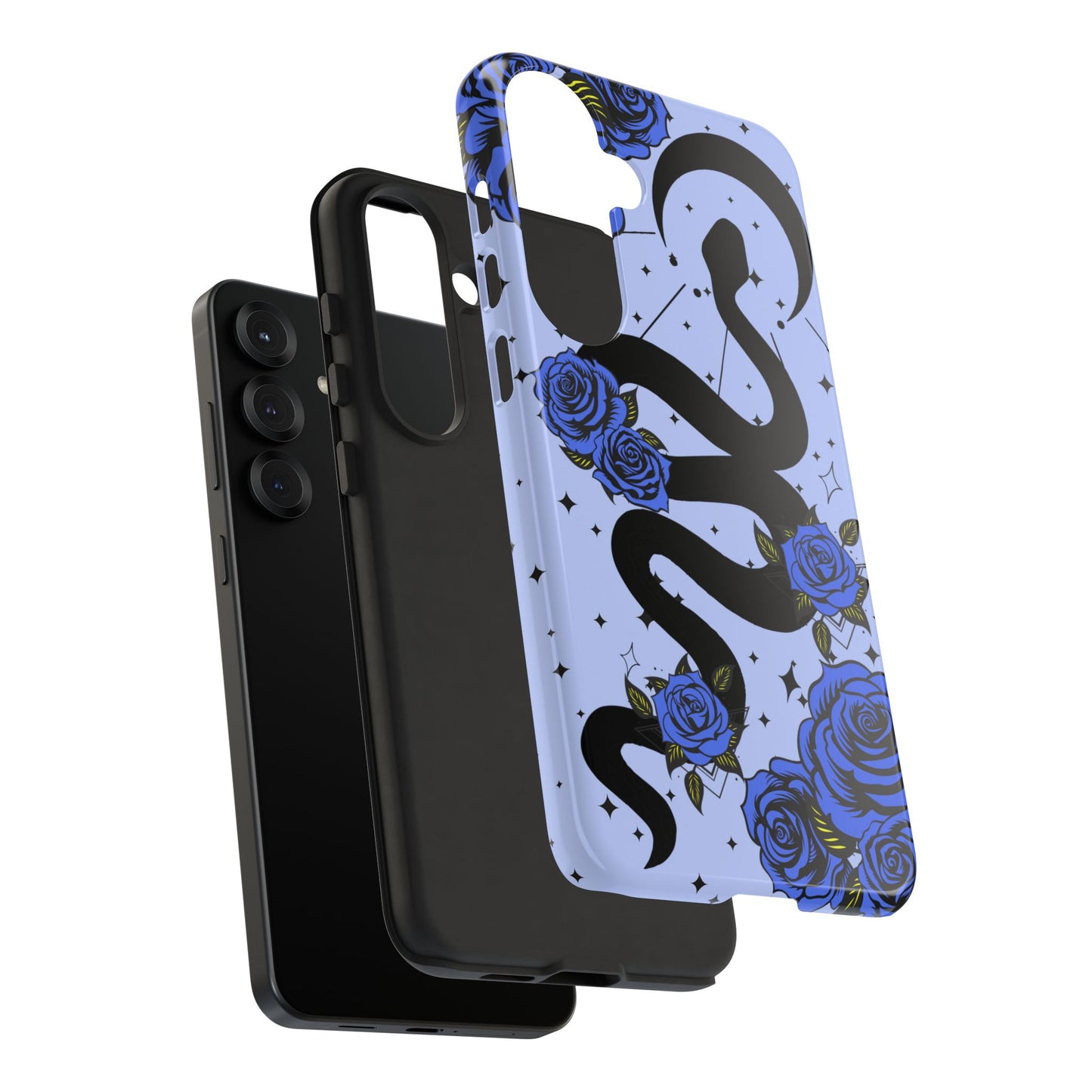 Blue Rose Crescent Moon Snake Samsung Galaxy Case for Android Devices