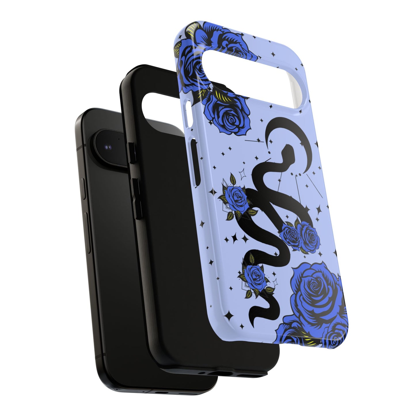 Blue Rose Crescent Moon Snake Google Pixel Phone Case for Android Devices