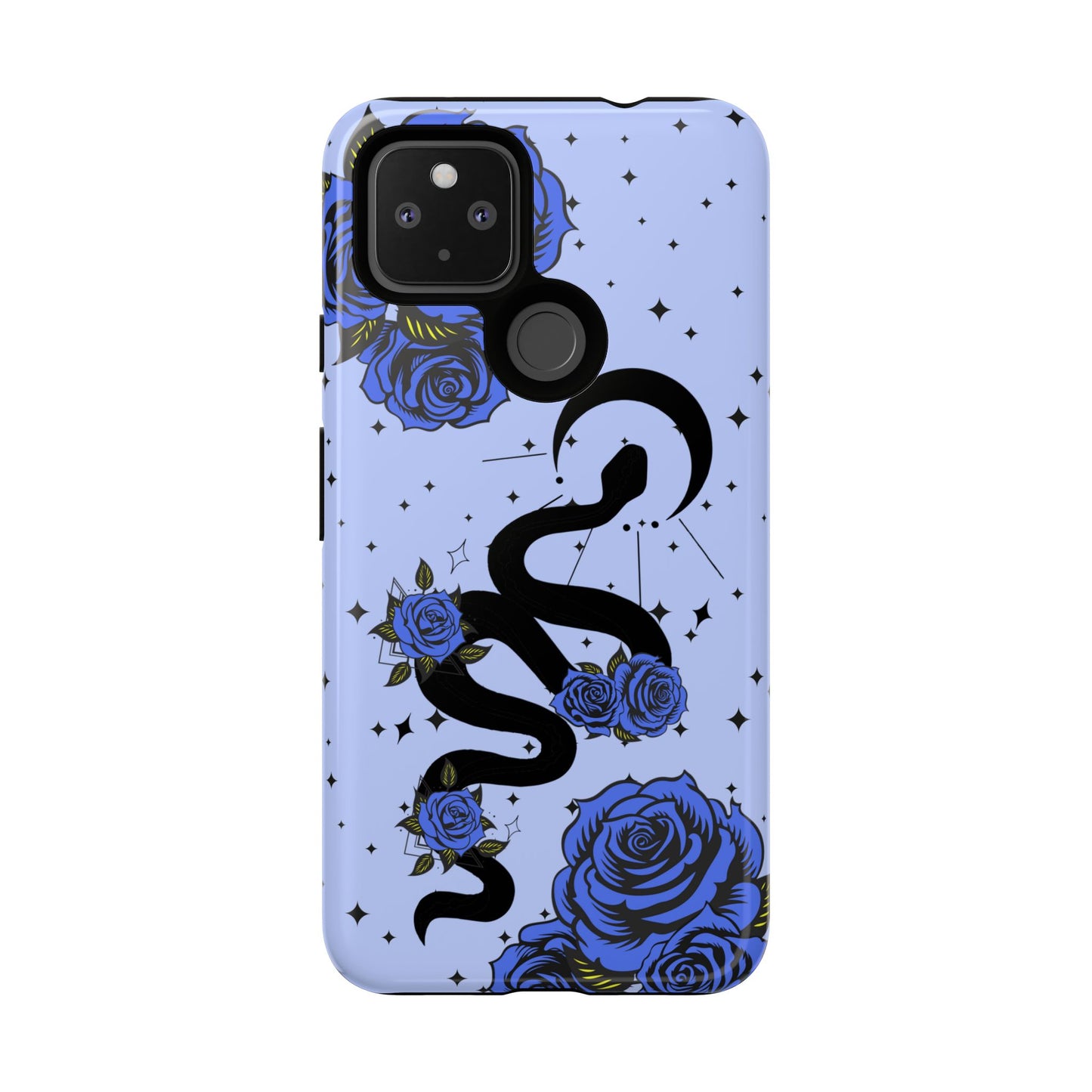 Blue Rose Crescent Moon Snake Google Pixel Phone Case for Android Devices