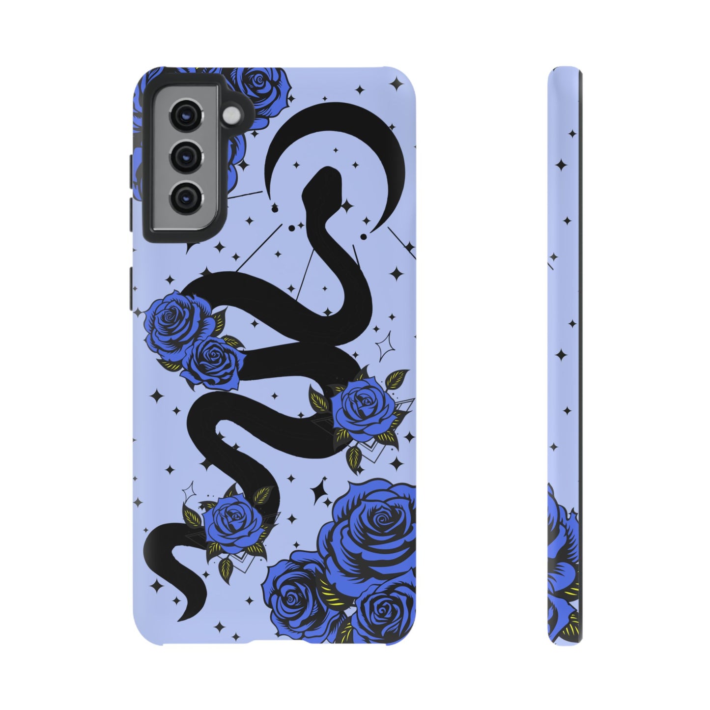 Blue Rose Crescent Moon Snake Samsung Galaxy Case for Android Devices