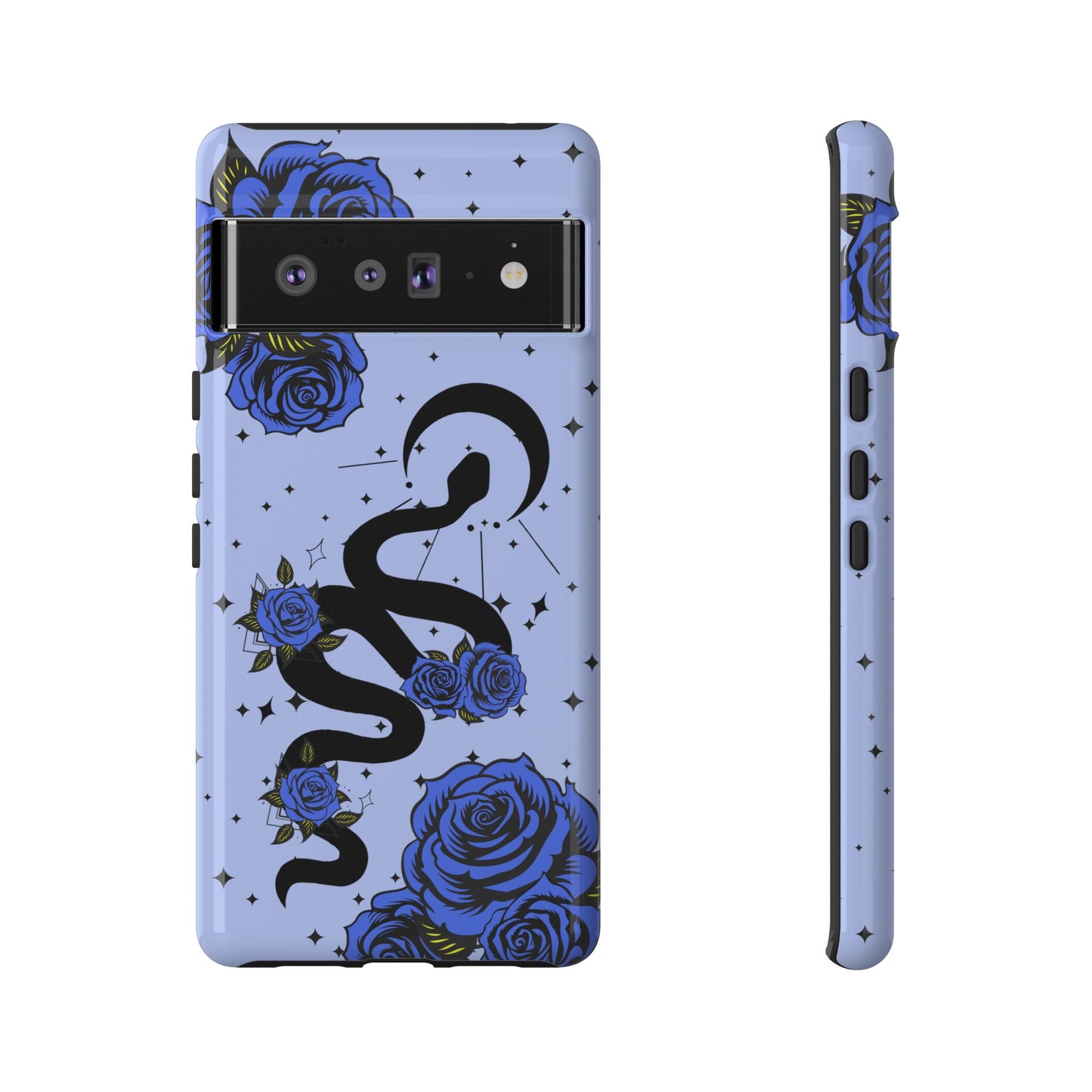 Blue Rose Crescent Moon Snake Google Pixel Phone Case for Android Devices
