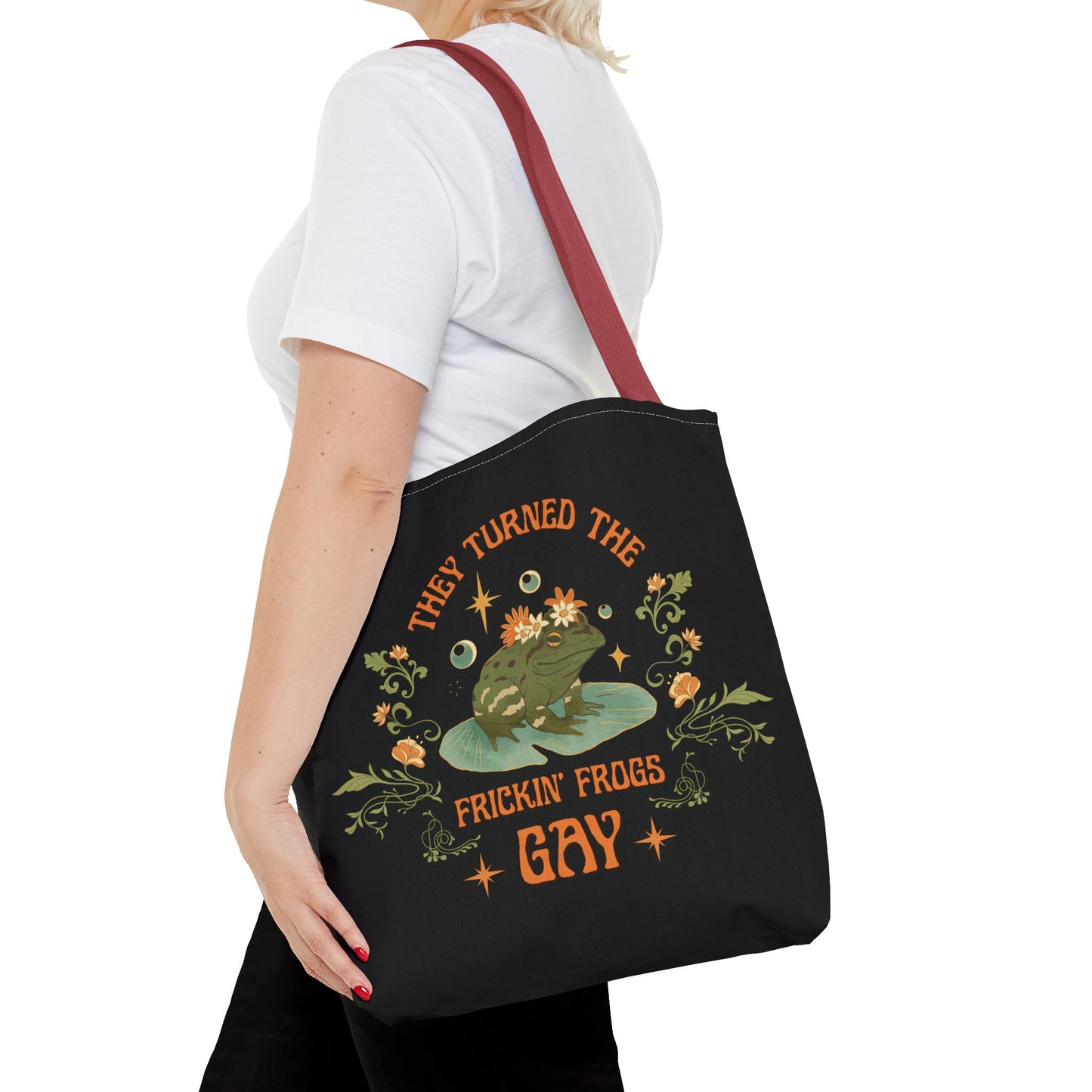 Canvas Tote - Art Nouveau Design - 'They Turned the Fricking Frogs Gay'