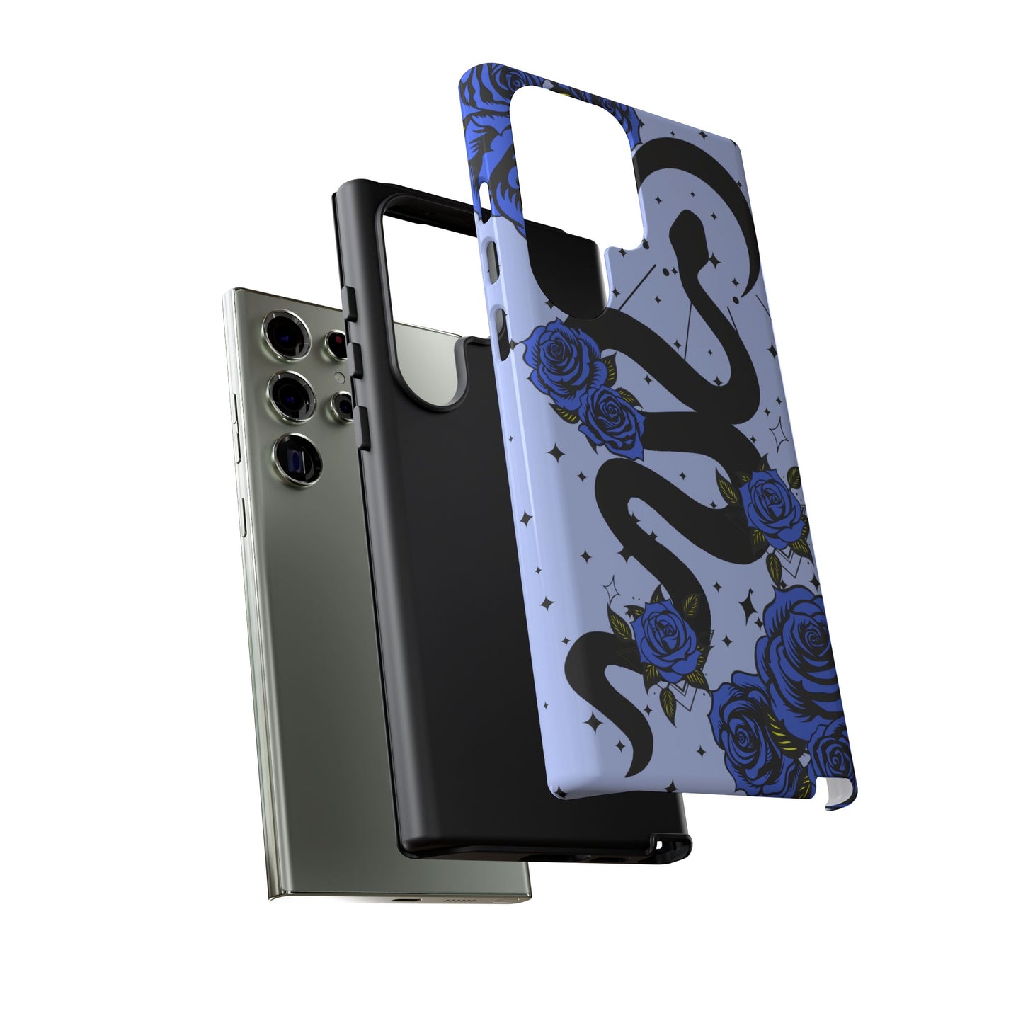 Blue Rose Crescent Moon Snake Samsung Galaxy Case for Android Devices